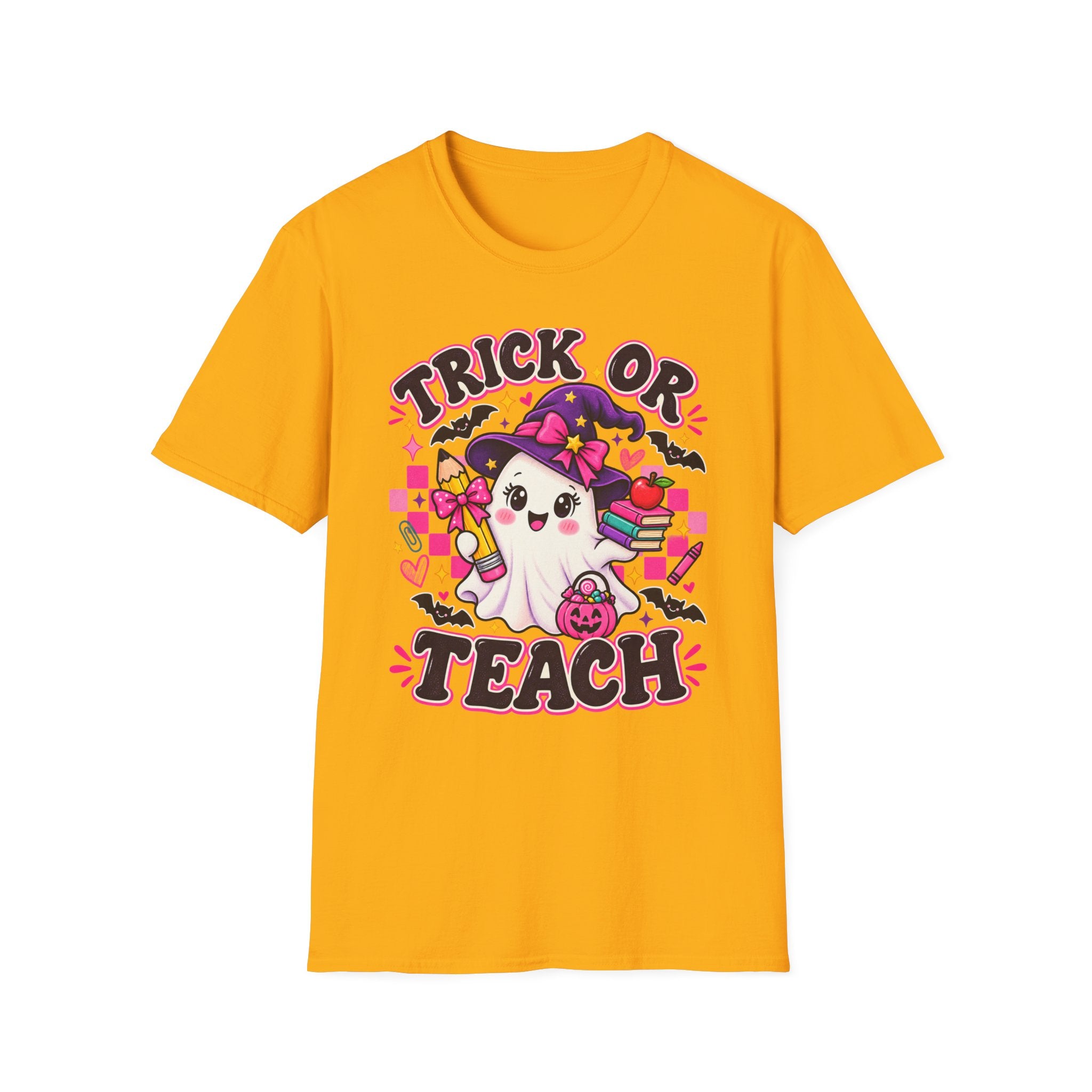 Trick or Teach T-Shirt — Cute Witch Ghost Teacher Halloween Tee