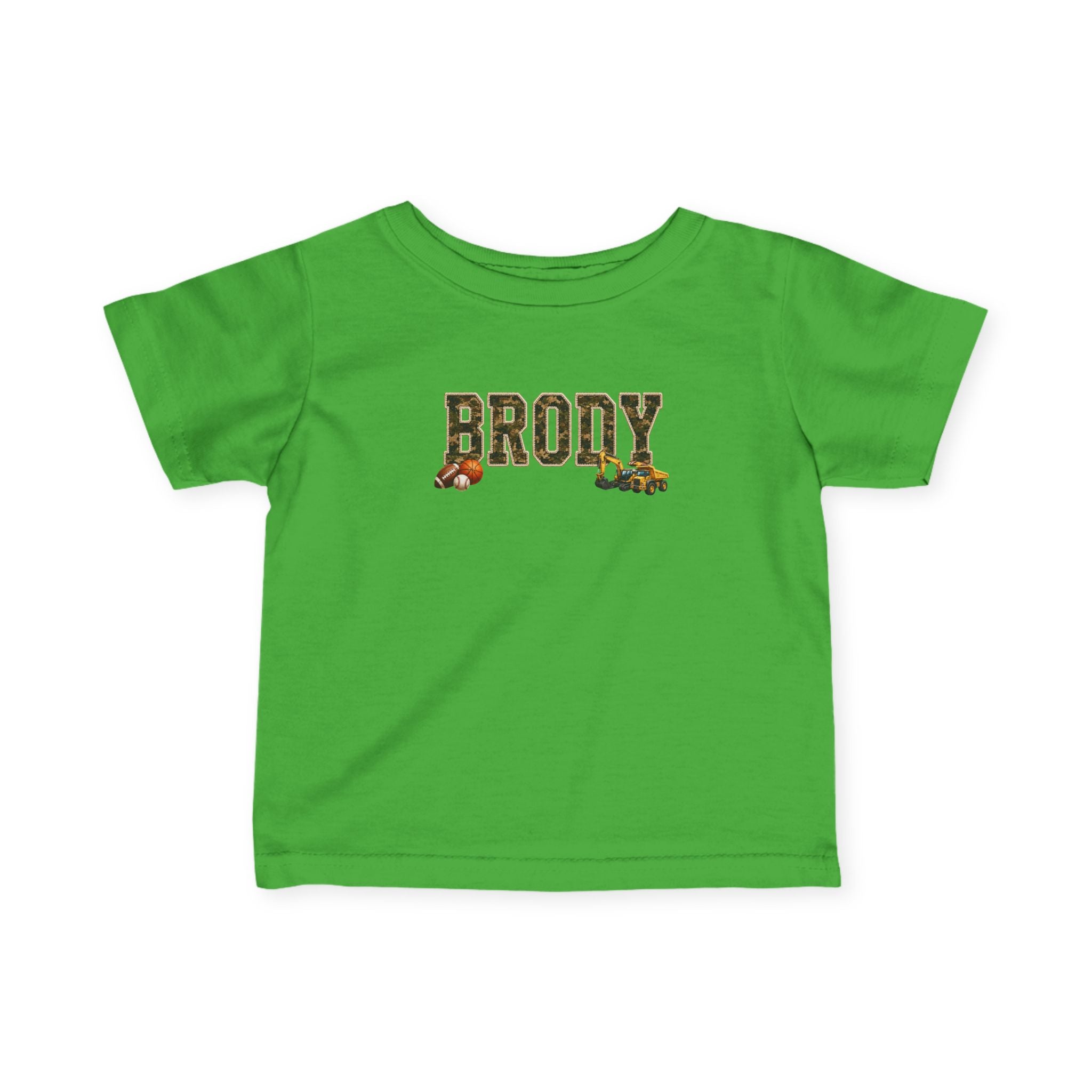 Infant Tee — "BRODY" Name Shirt with Woodland Animal Accents