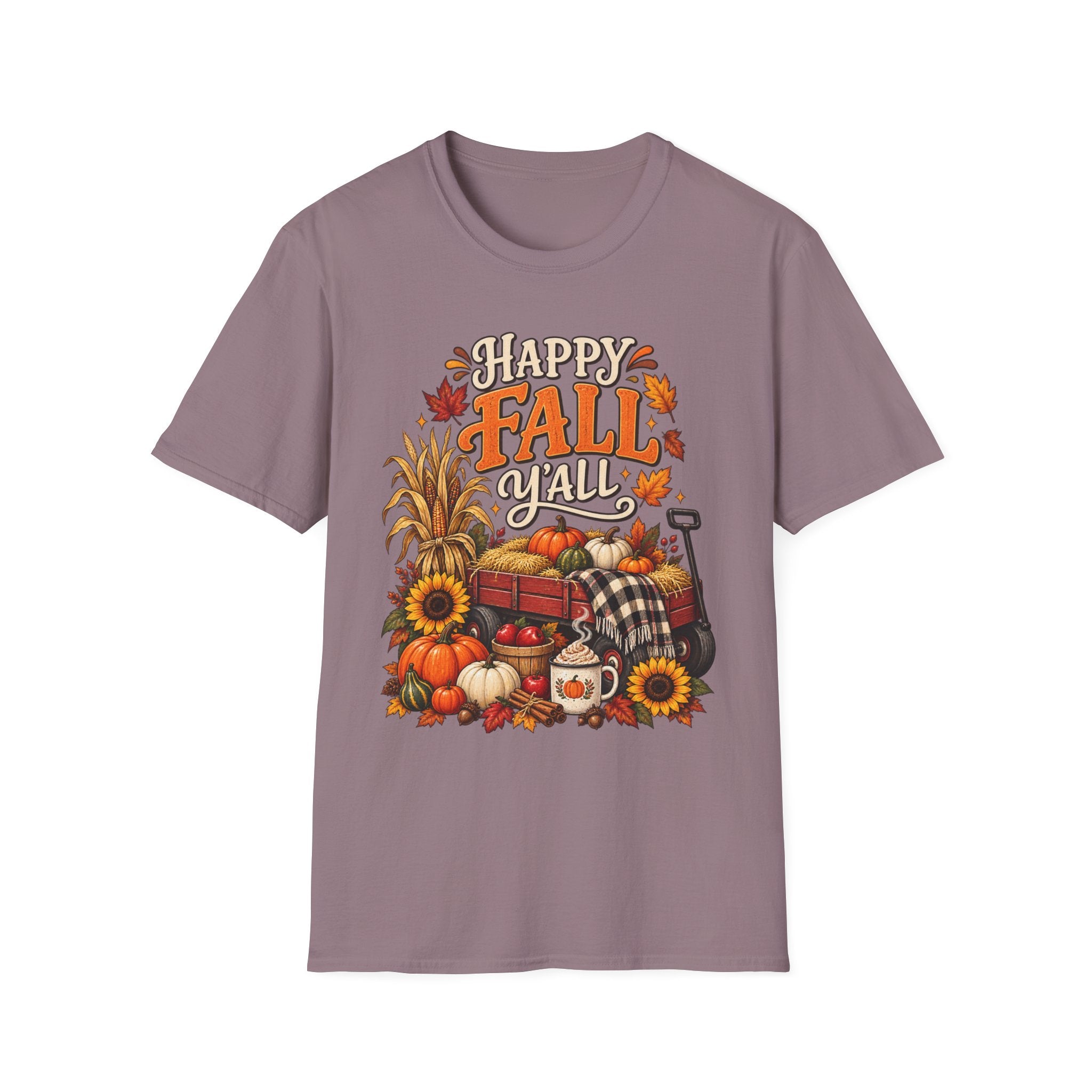 Happy Fall Y'all T-Shirt — Autumn Pumpkin & Sunflower Tee