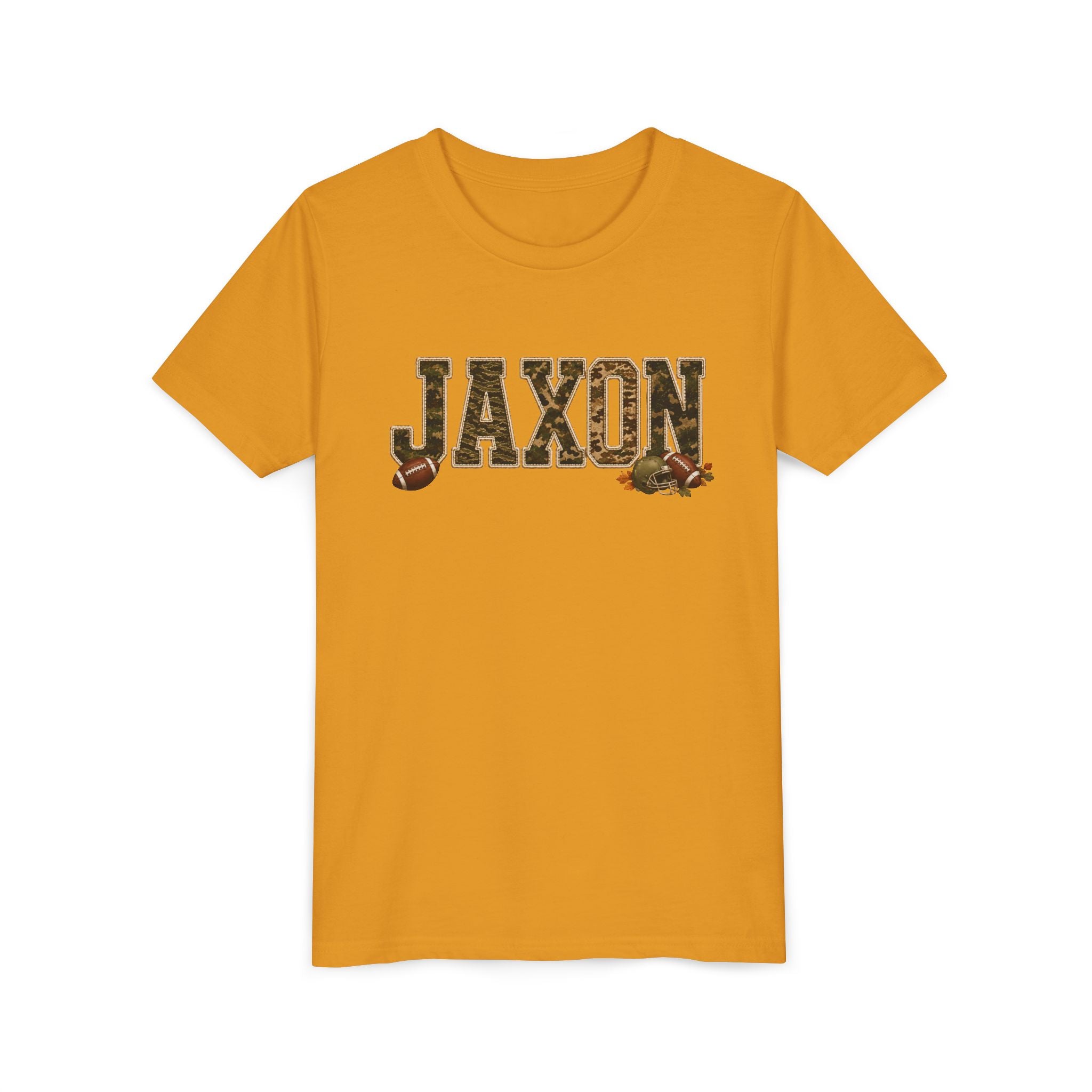 Youth Tee — 'Jaxon' Camo Football Name Shirt