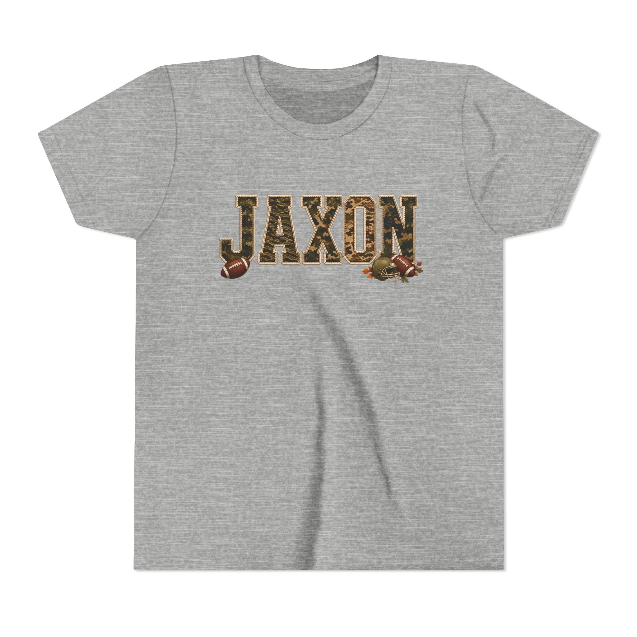 Youth Tee — 'Jaxon' Camo Football Name Shirt