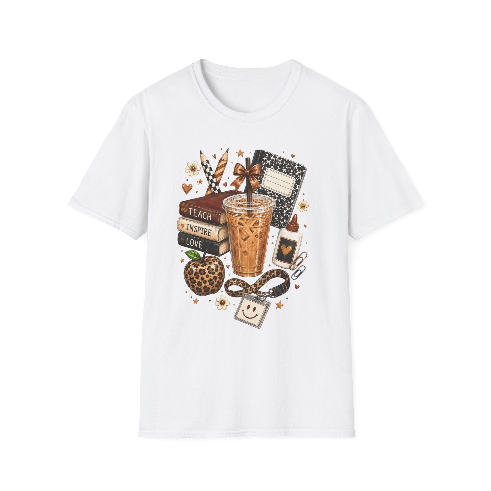 Teacher Coffee & Planner T‑Shirt — Teach Inspire Love Design