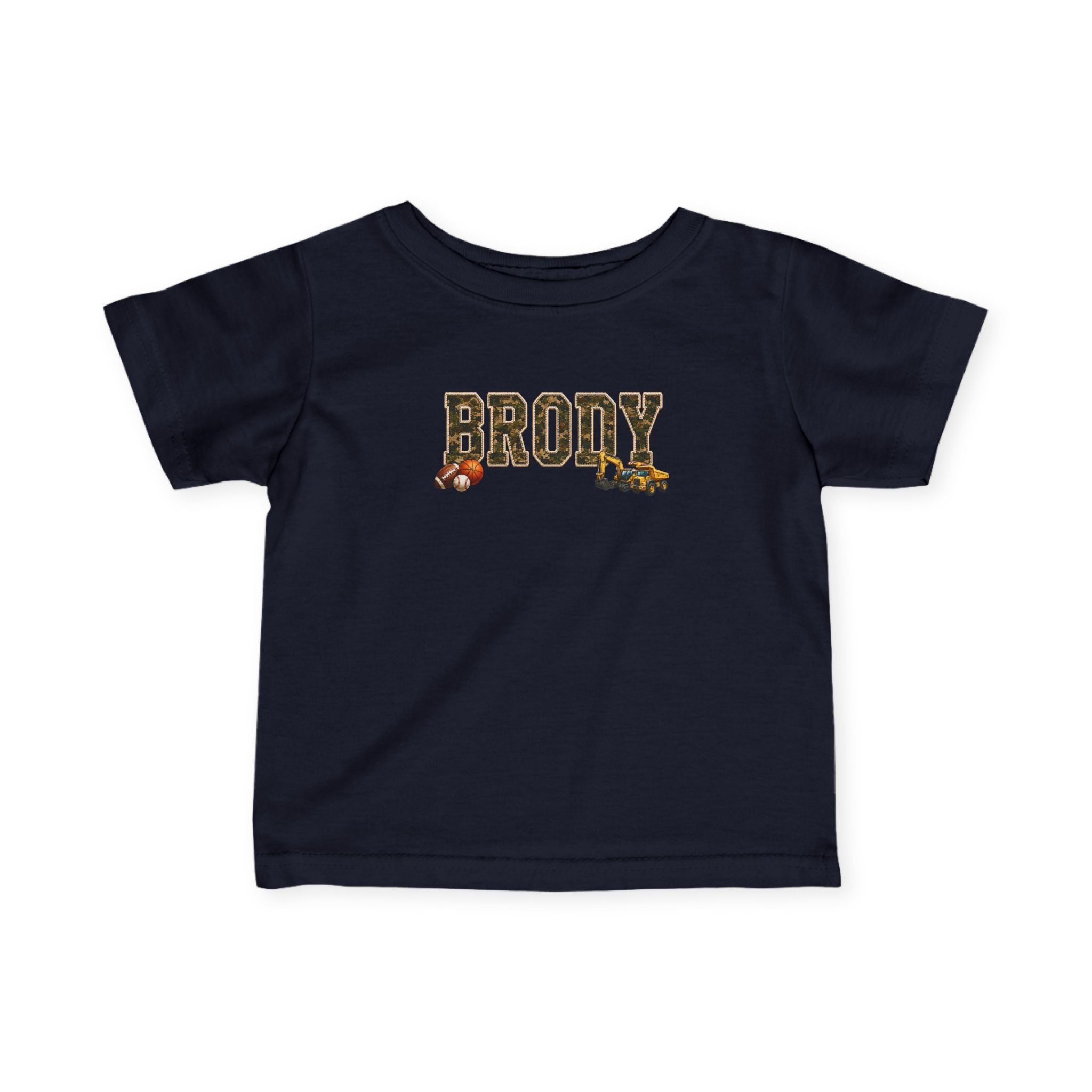 Infant Tee — "BRODY" Name Shirt with Woodland Animal Accents