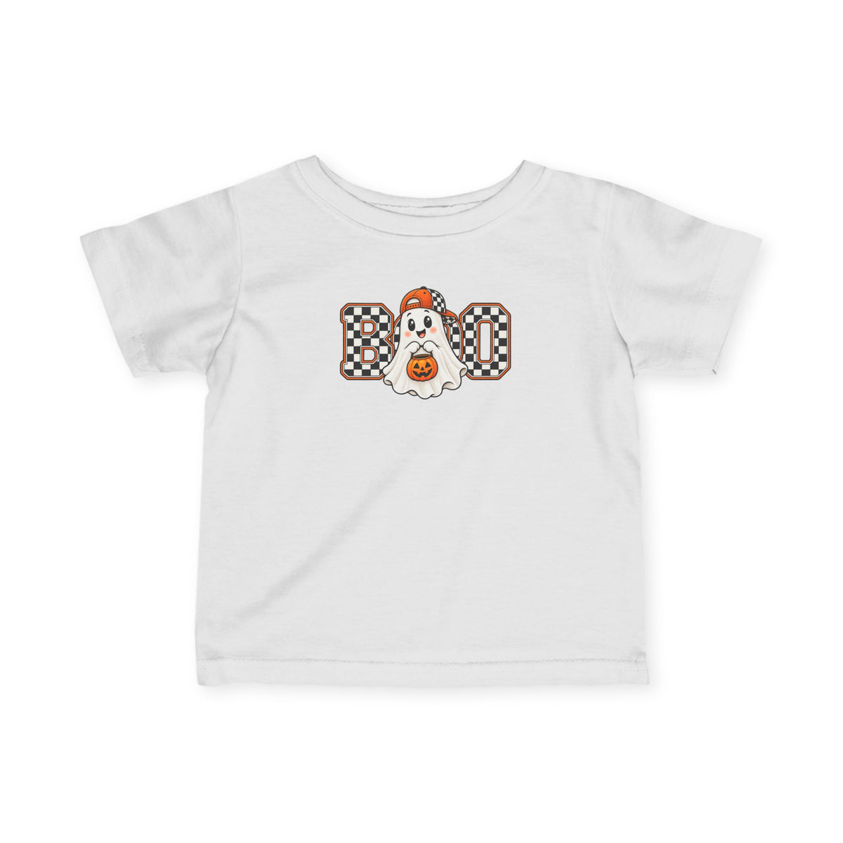 Infant Tee — Halloween "Boo" Ghost with Pumpkin Candy Graphic