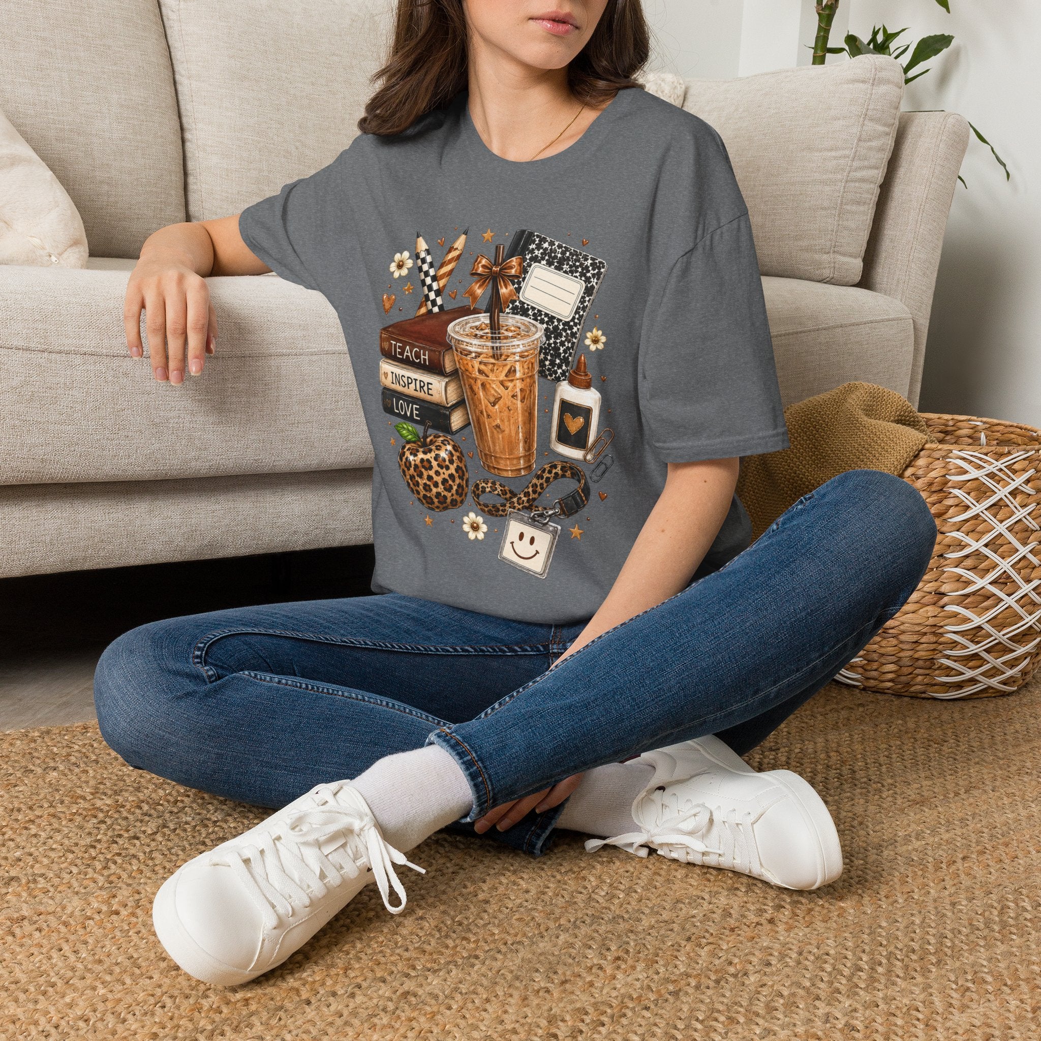 Teacher Coffee & Planner T‑Shirt — Teach Inspire Love Design
