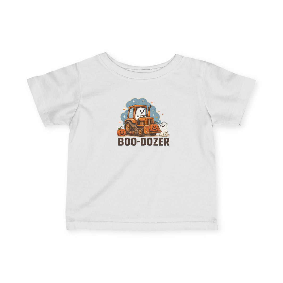 Boo-dozer Infant Tee — Cute Halloween Bulldozer Ghost Baby Shirt
