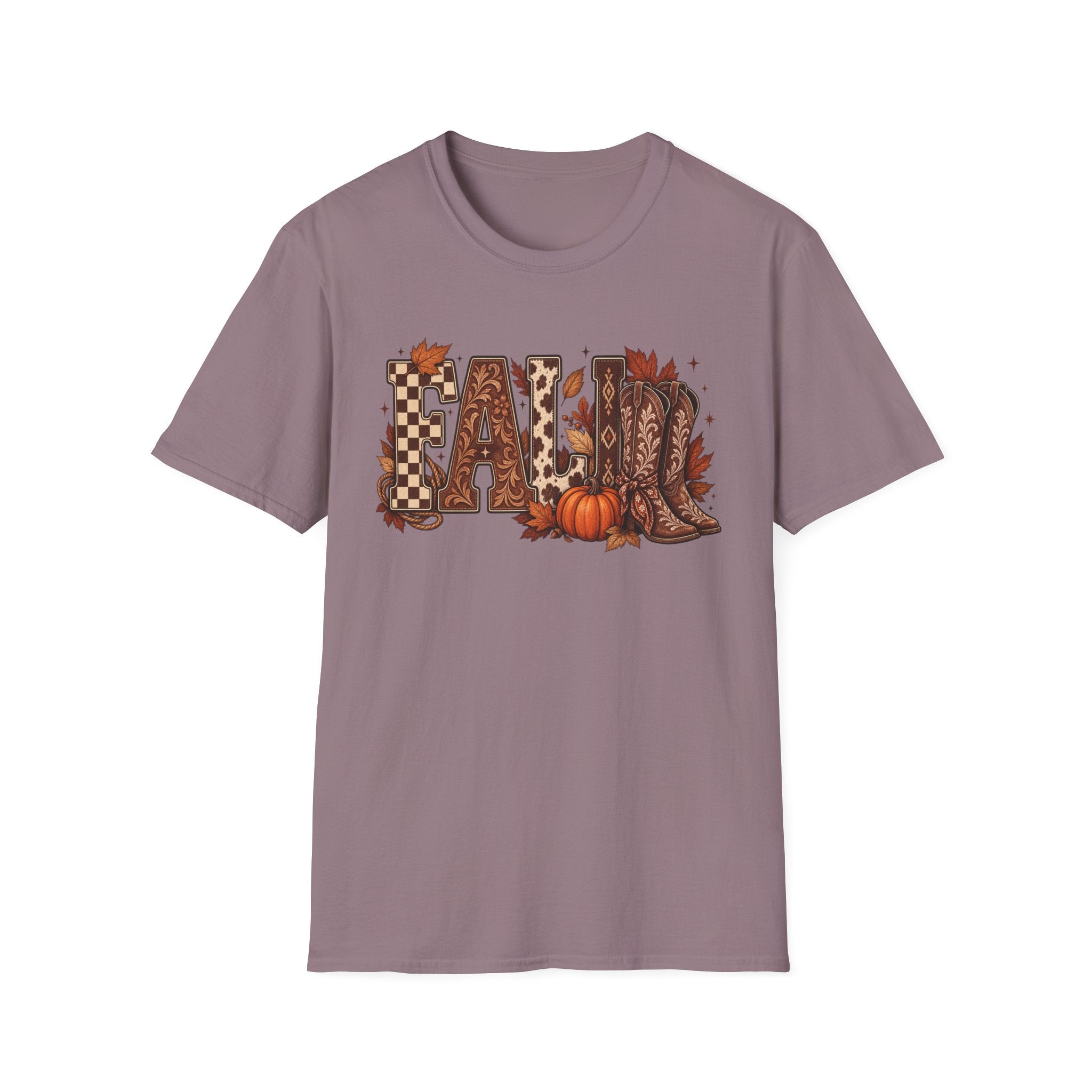 Fall Graphic T-Shirt — Pumpkin & Cowgirl Boots Autumn Tee