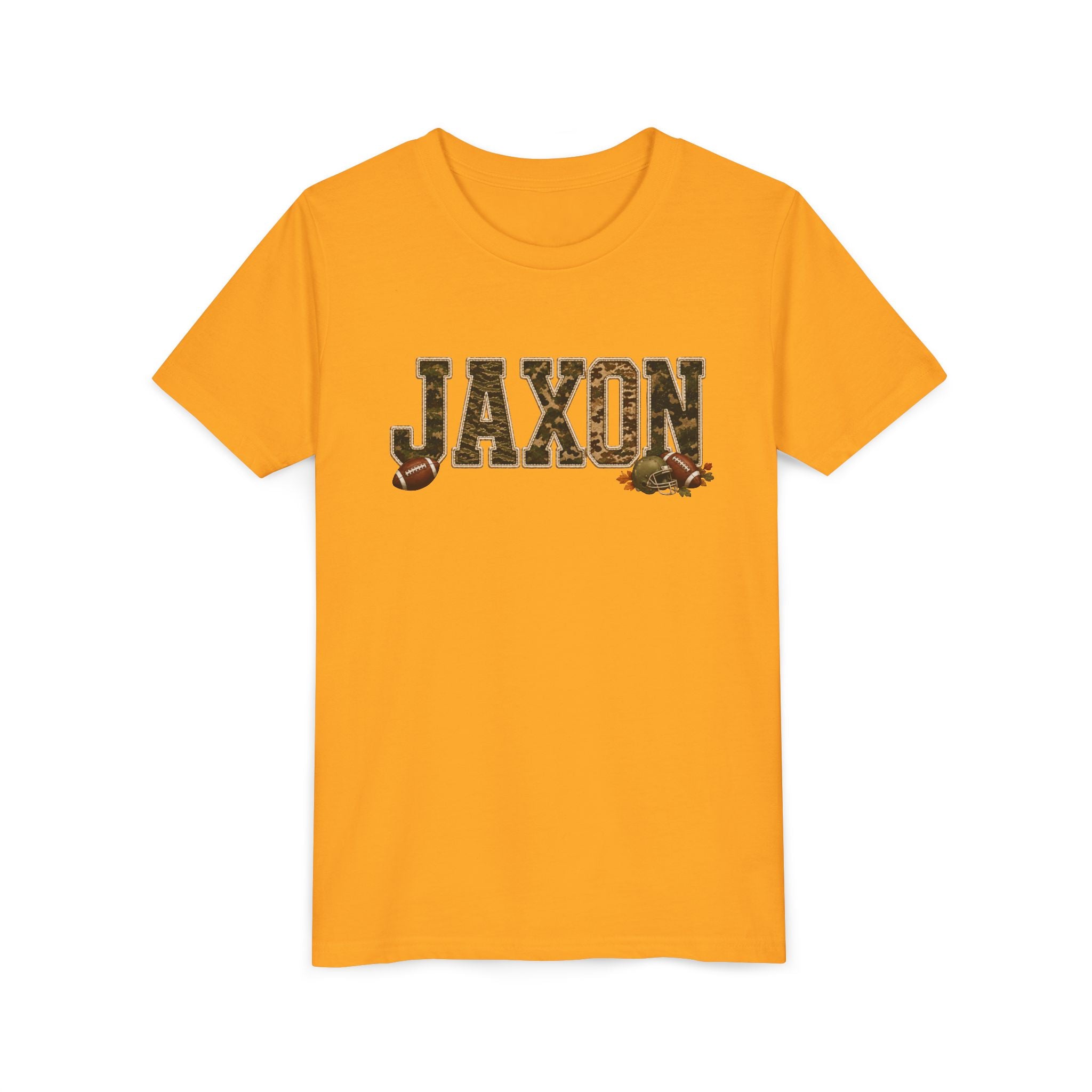 Youth Tee — 'Jaxon' Camo Football Name Shirt