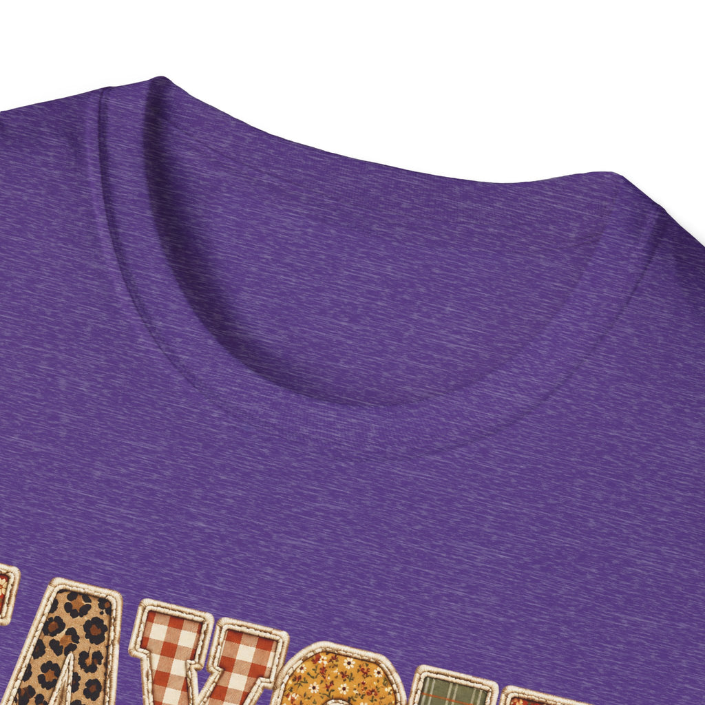 Personalized 'JAYCIE' Floral Plaid Name T-Shirt — Fall Patchwork Monogram Tee