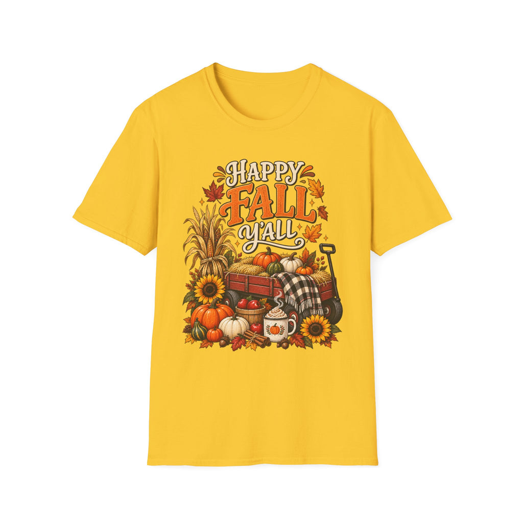 Happy Fall Y'all T-Shirt — Autumn Pumpkin & Sunflower Tee
