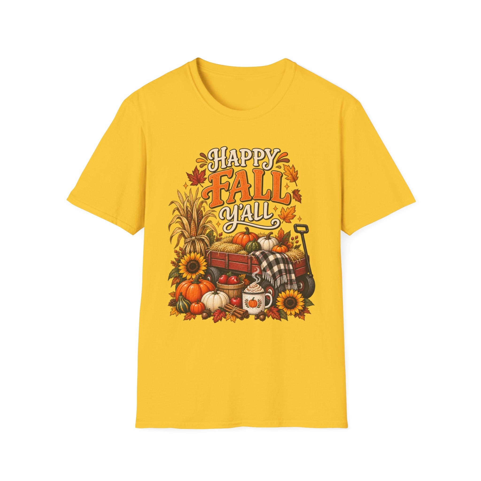 Happy Fall Y'all T-Shirt — Autumn Pumpkin & Sunflower Tee