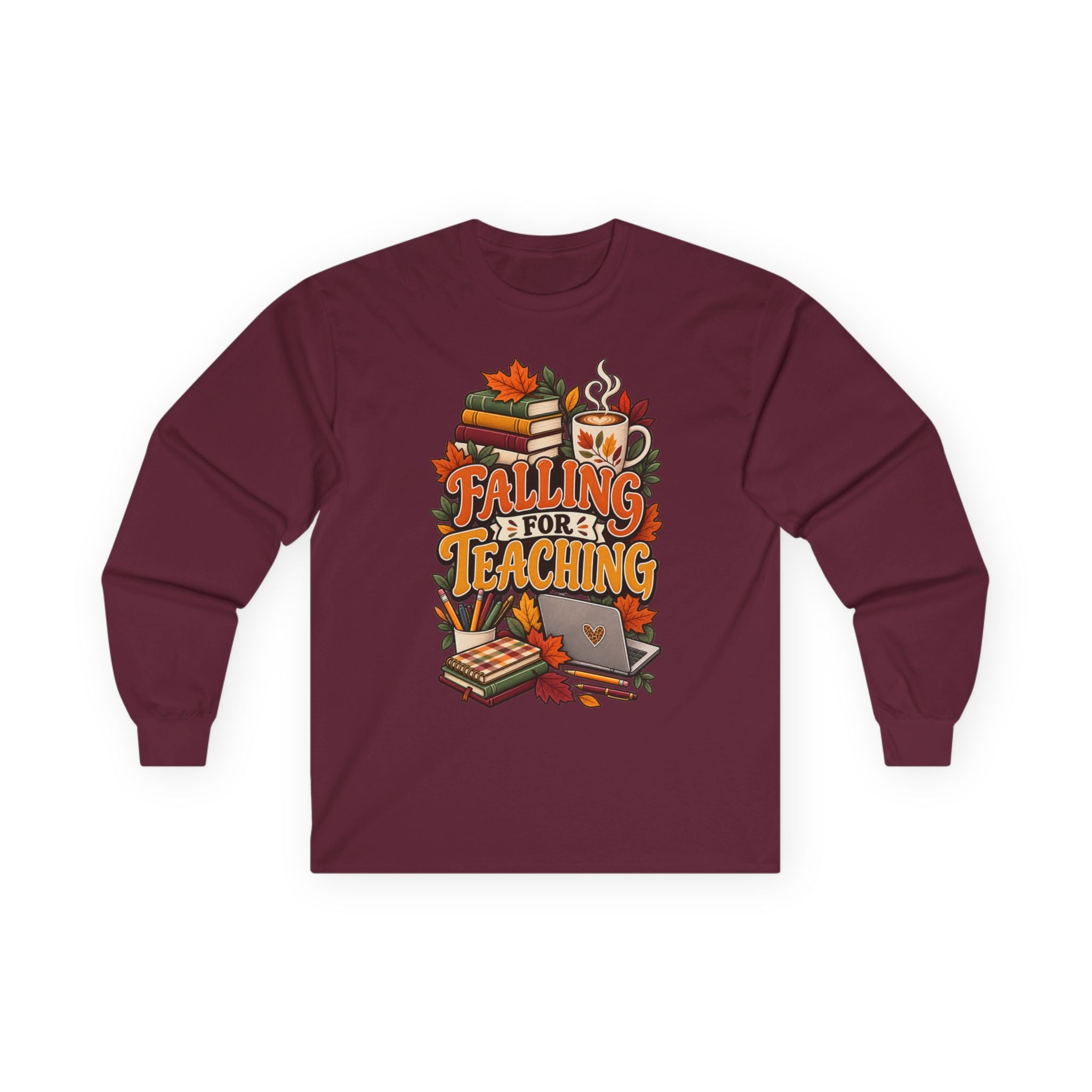 Long Sleeve Tee — "Falling for Teaching" Autumn Teacher Shirt