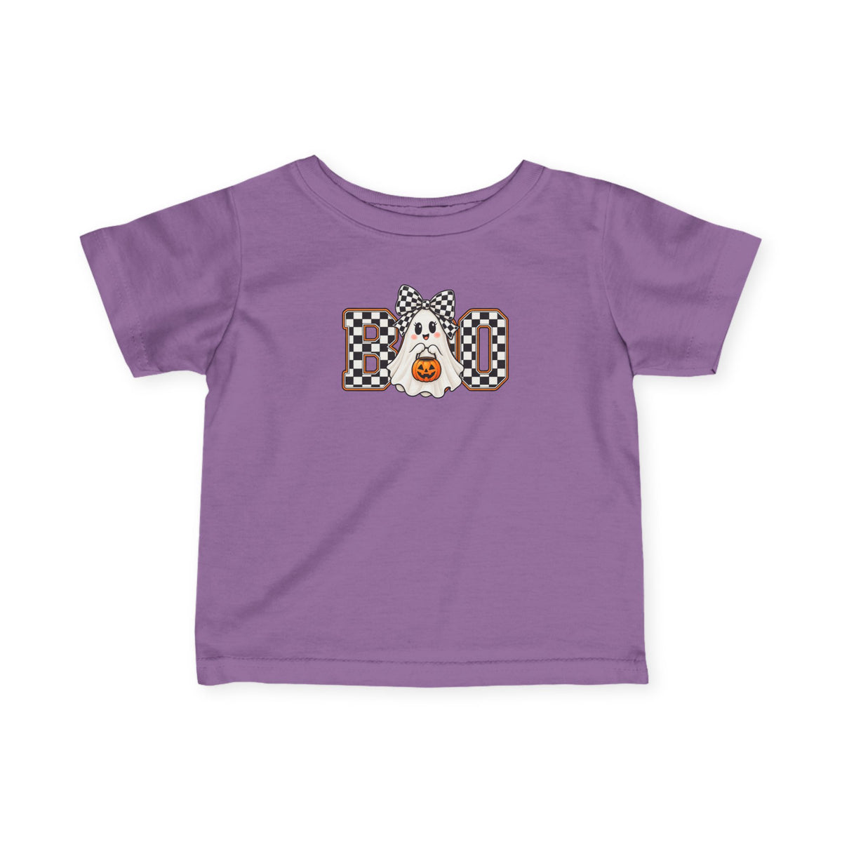 Infant Tee — 'BOO' Checkerboard Ghost Halloween Shirt for Baby