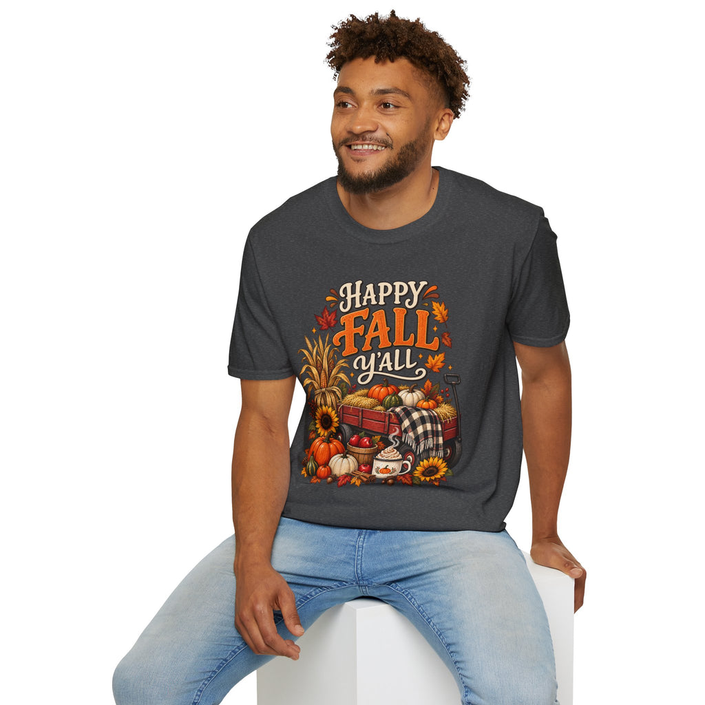 Happy Fall Y'all T-Shirt — Autumn Pumpkin & Sunflower Tee