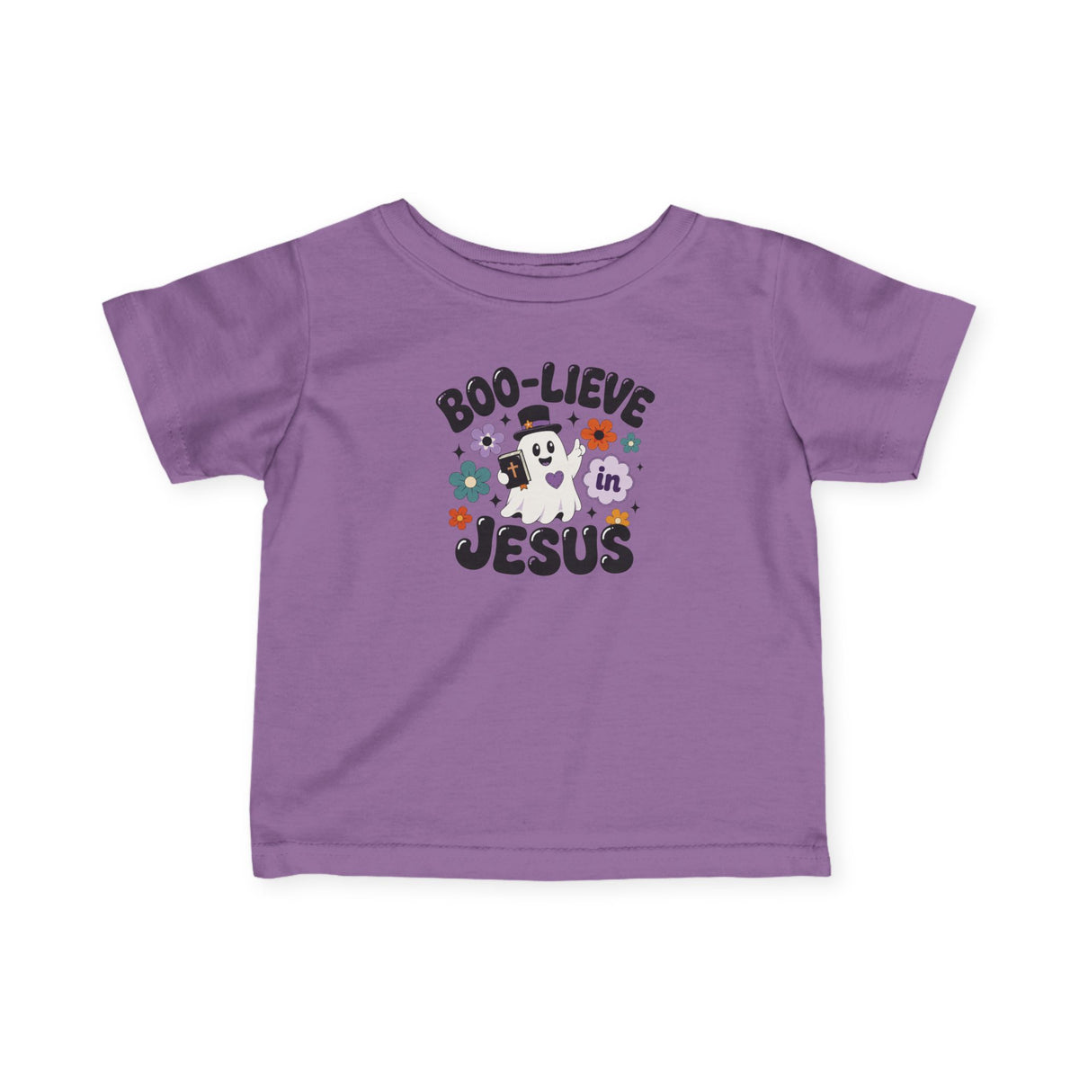 Infant Tee — "Boo-lieve in Jesus" Halloween Baby Shirt