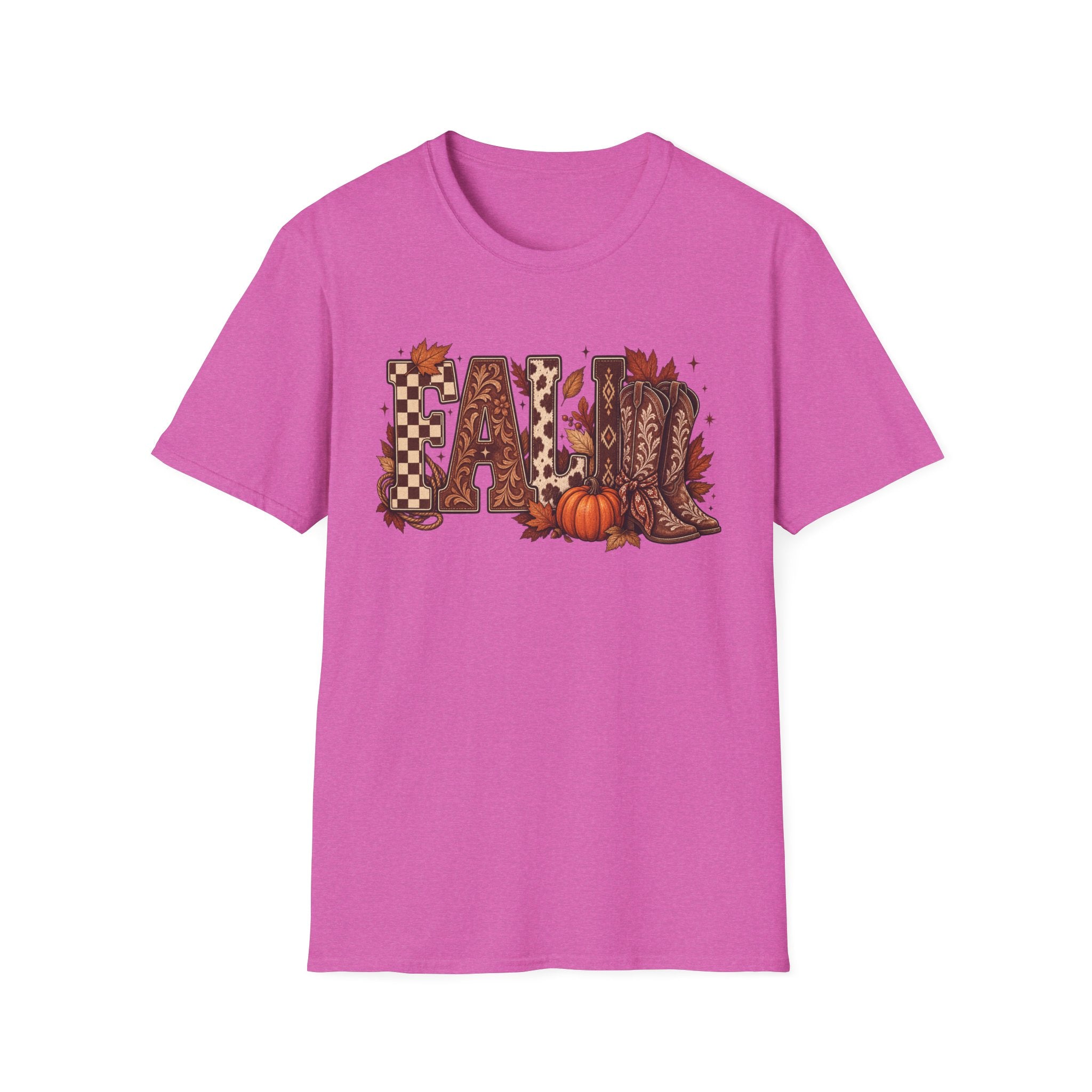 Fall Graphic T-Shirt — Pumpkin & Cowgirl Boots Autumn Tee