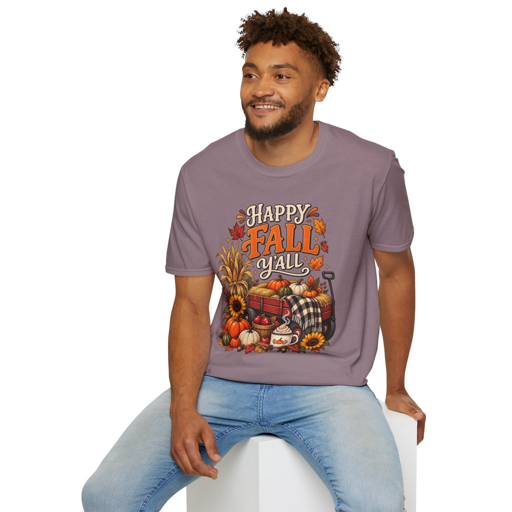 Happy Fall Y'all T-Shirt — Autumn Pumpkin & Sunflower Tee