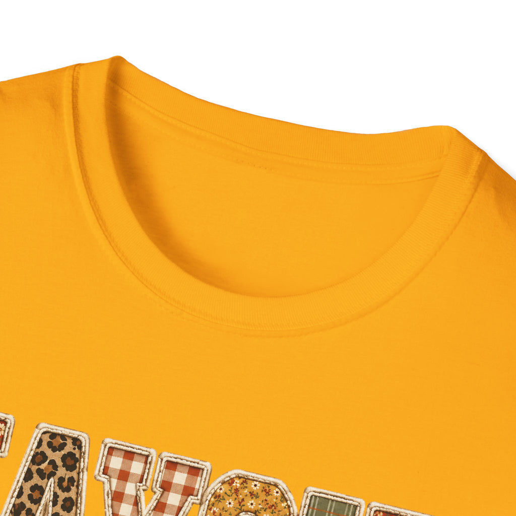 Personalized 'JAYCIE' Floral Plaid Name T-Shirt — Fall Patchwork Monogram Tee