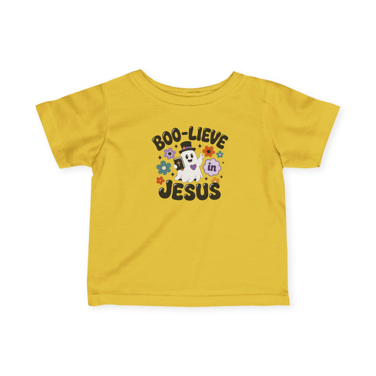 Infant Tee — "Boo-lieve in Jesus" Halloween Baby Shirt