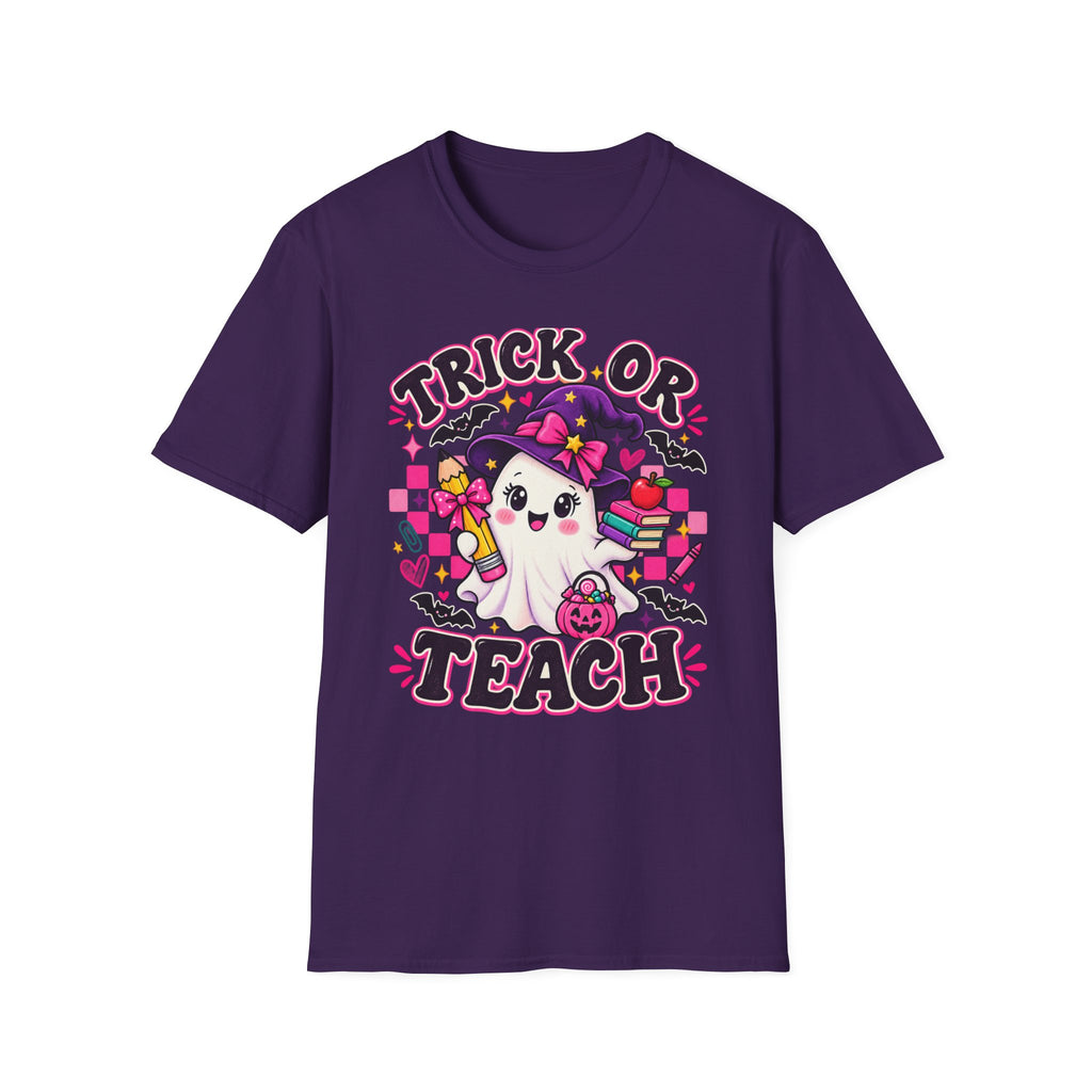 Trick or Teach T-Shirt — Cute Witch Ghost Teacher Halloween Tee