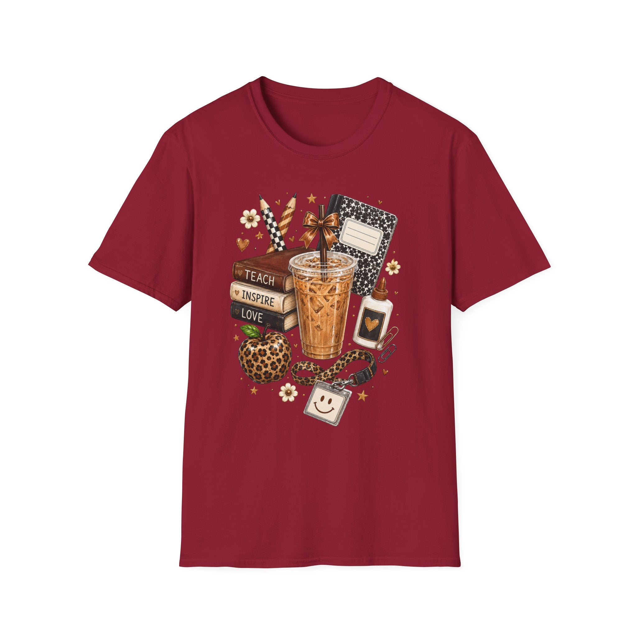 Teacher Coffee & Planner T‑Shirt — Teach Inspire Love Design