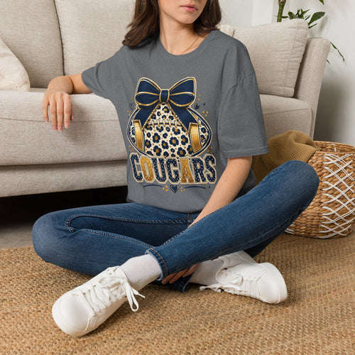 Cougars Leopard Headphones T-Shirt — Cute Team Mascot Graphic Tee