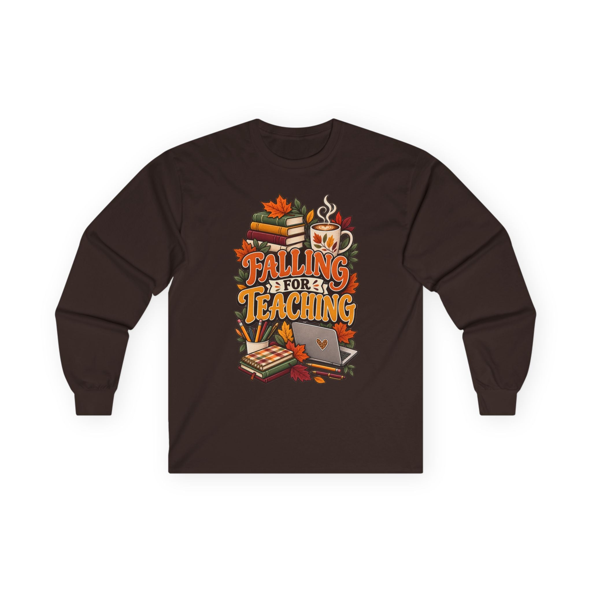Long Sleeve Tee — "Falling for Teaching" Autumn Teacher Shirt
