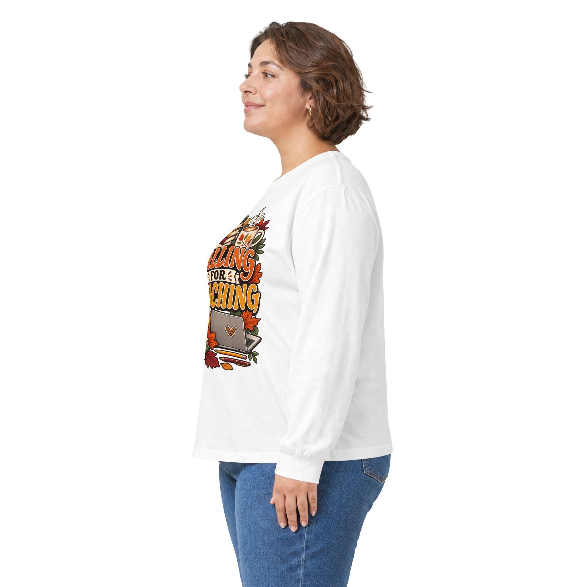 Long Sleeve Tee — "Falling for Teaching" Autumn Teacher Shirt