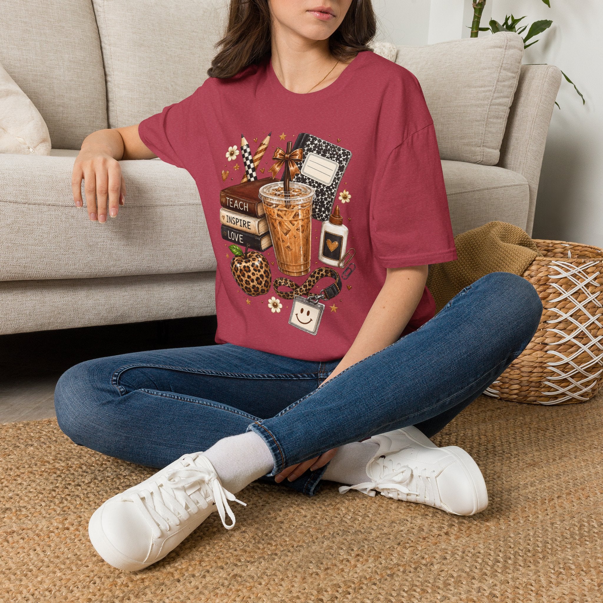 Teacher Coffee & Planner T‑Shirt — Teach Inspire Love Design