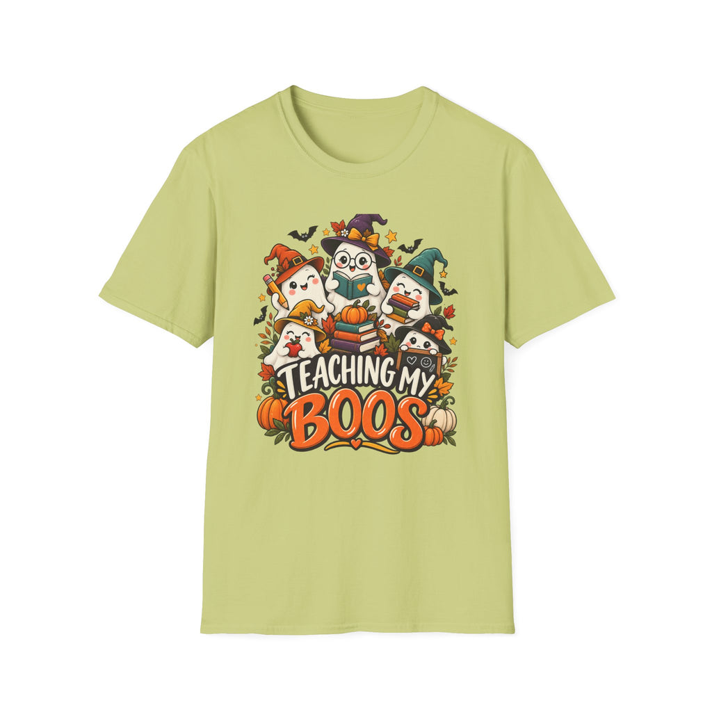 Halloween Teacher T-Shirt — "Teaching My Boos" Cute Ghosts & Pumpkins Tee