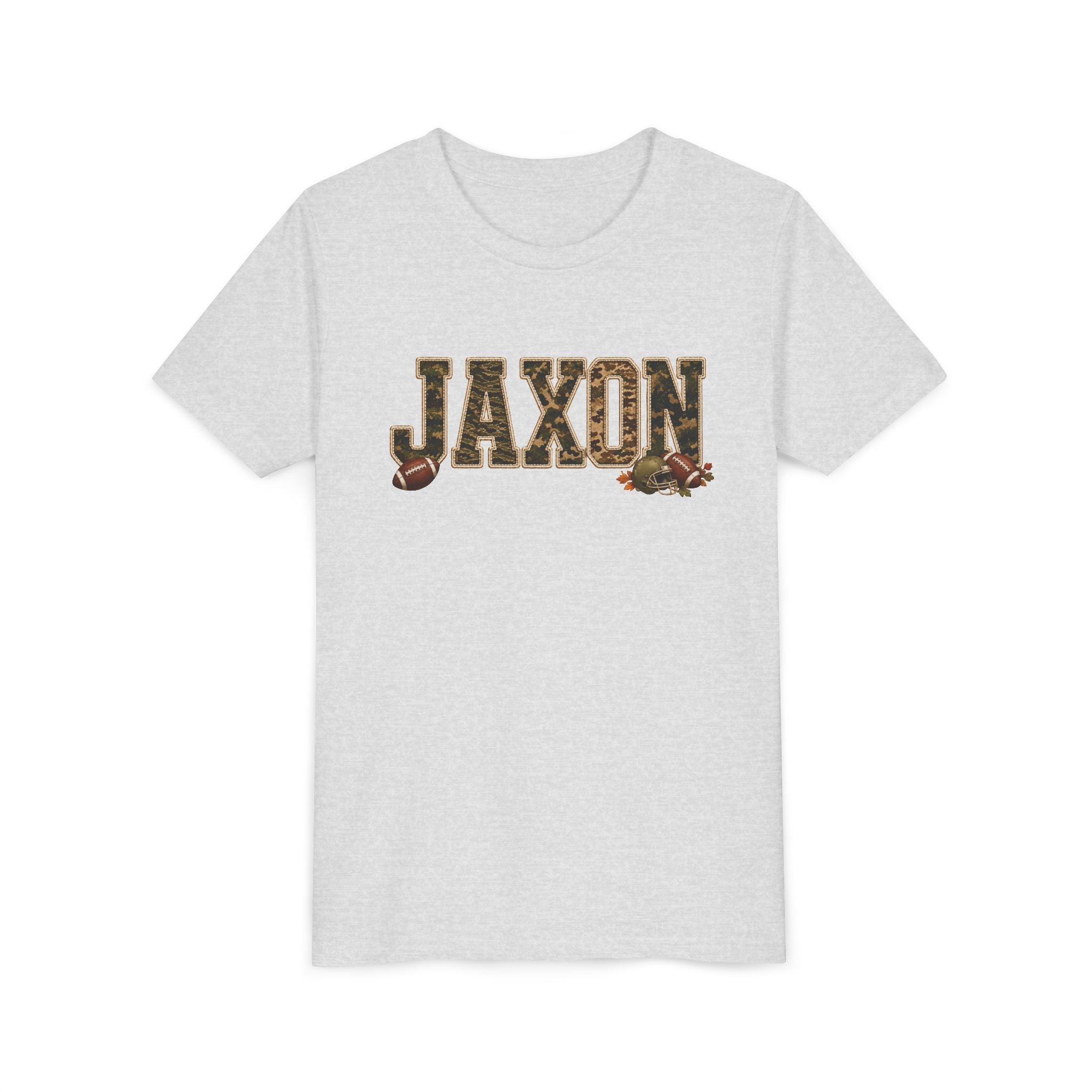 Youth Tee — 'Jaxon' Camo Football Name Shirt