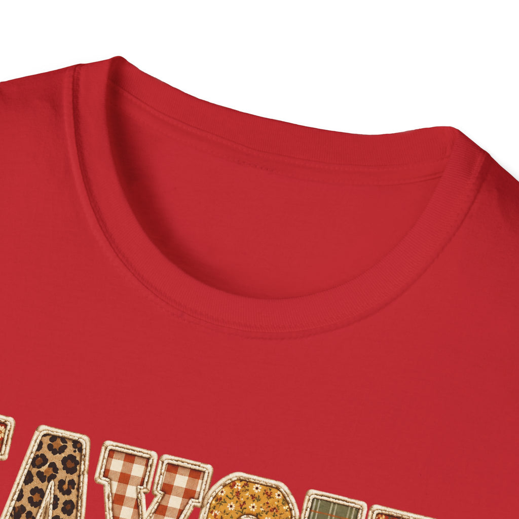 Personalized 'JAYCIE' Floral Plaid Name T-Shirt — Fall Patchwork Monogram Tee
