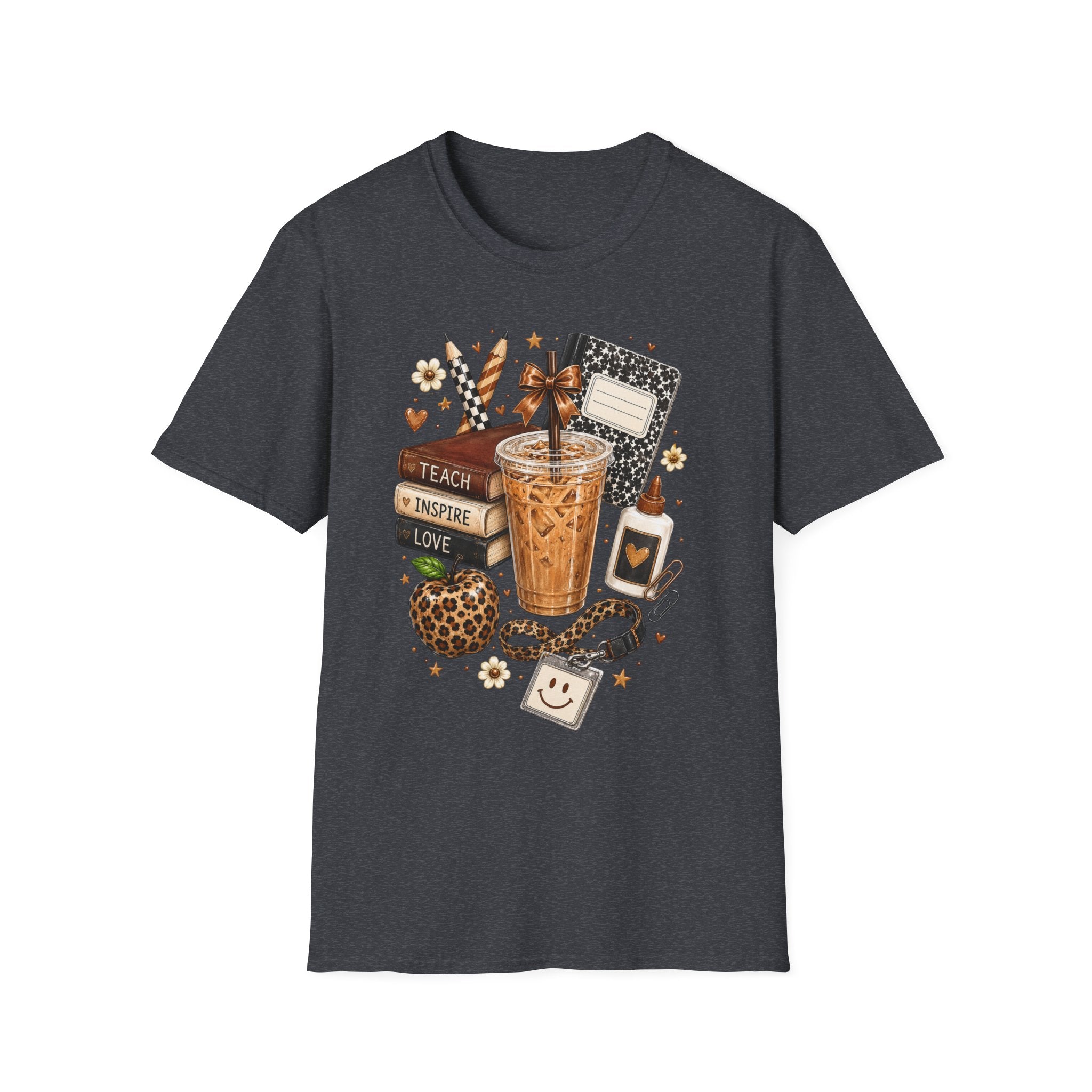 Teacher Coffee & Planner T‑Shirt — Teach Inspire Love Design