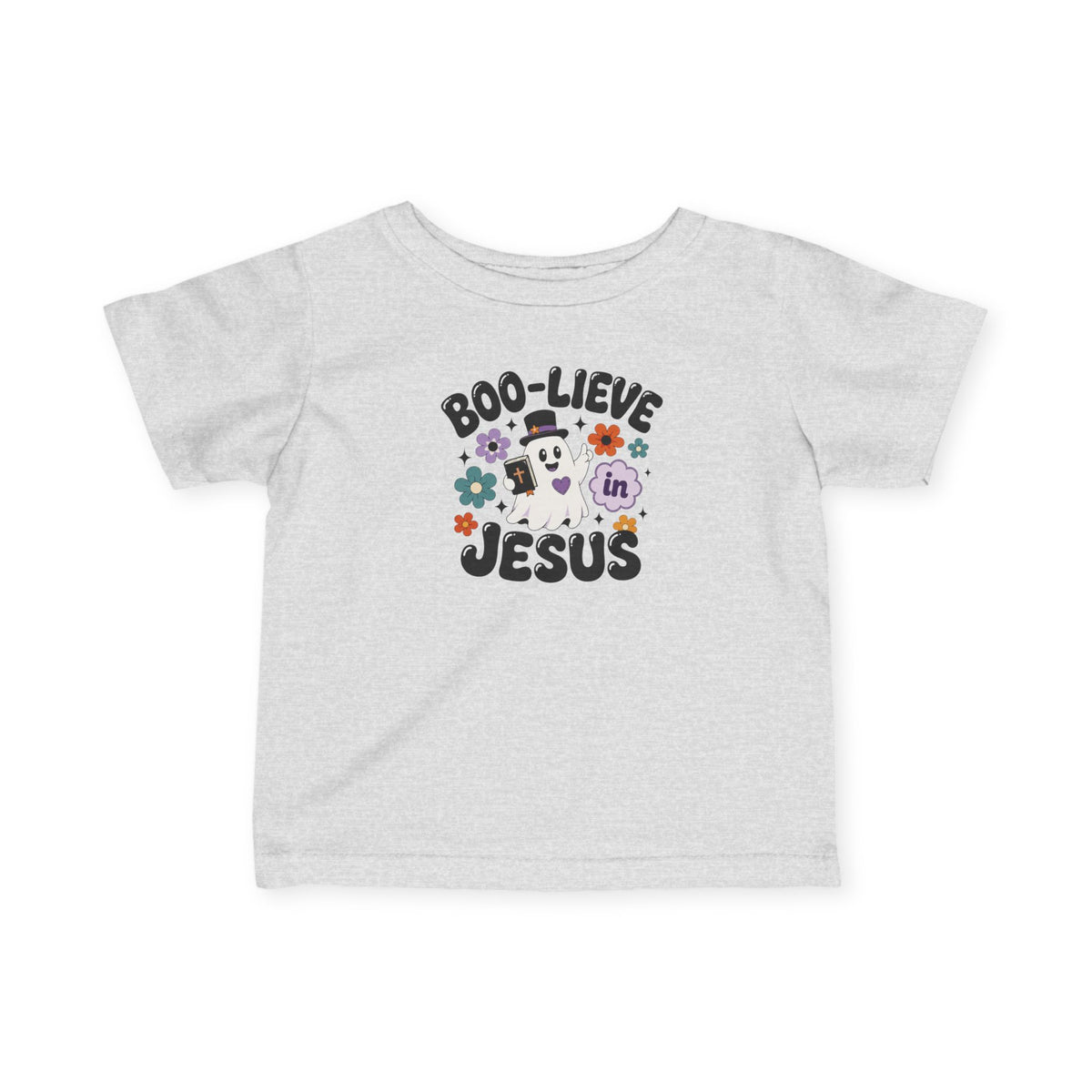 Infant Tee — "Boo-lieve in Jesus" Halloween Baby Shirt