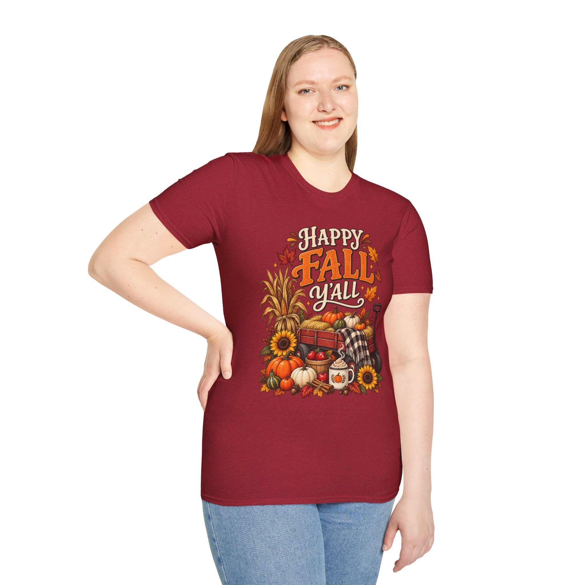 Happy Fall Y'all T-Shirt — Autumn Pumpkin & Sunflower Tee