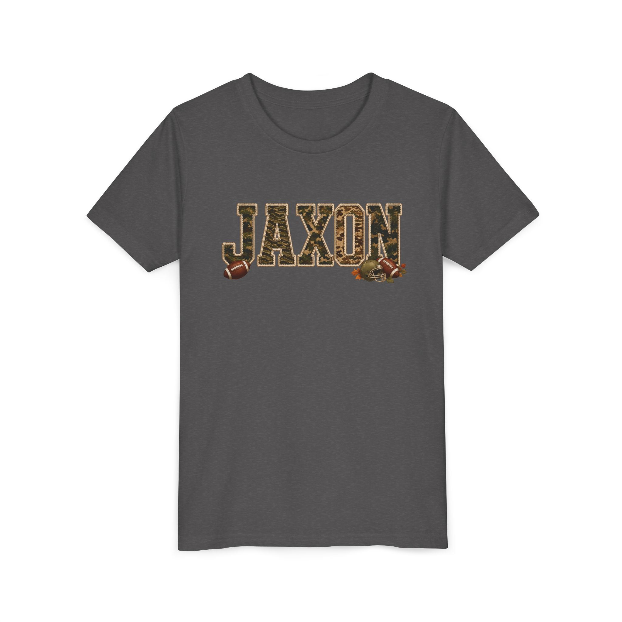 Youth Tee — 'Jaxon' Camo Football Name Shirt