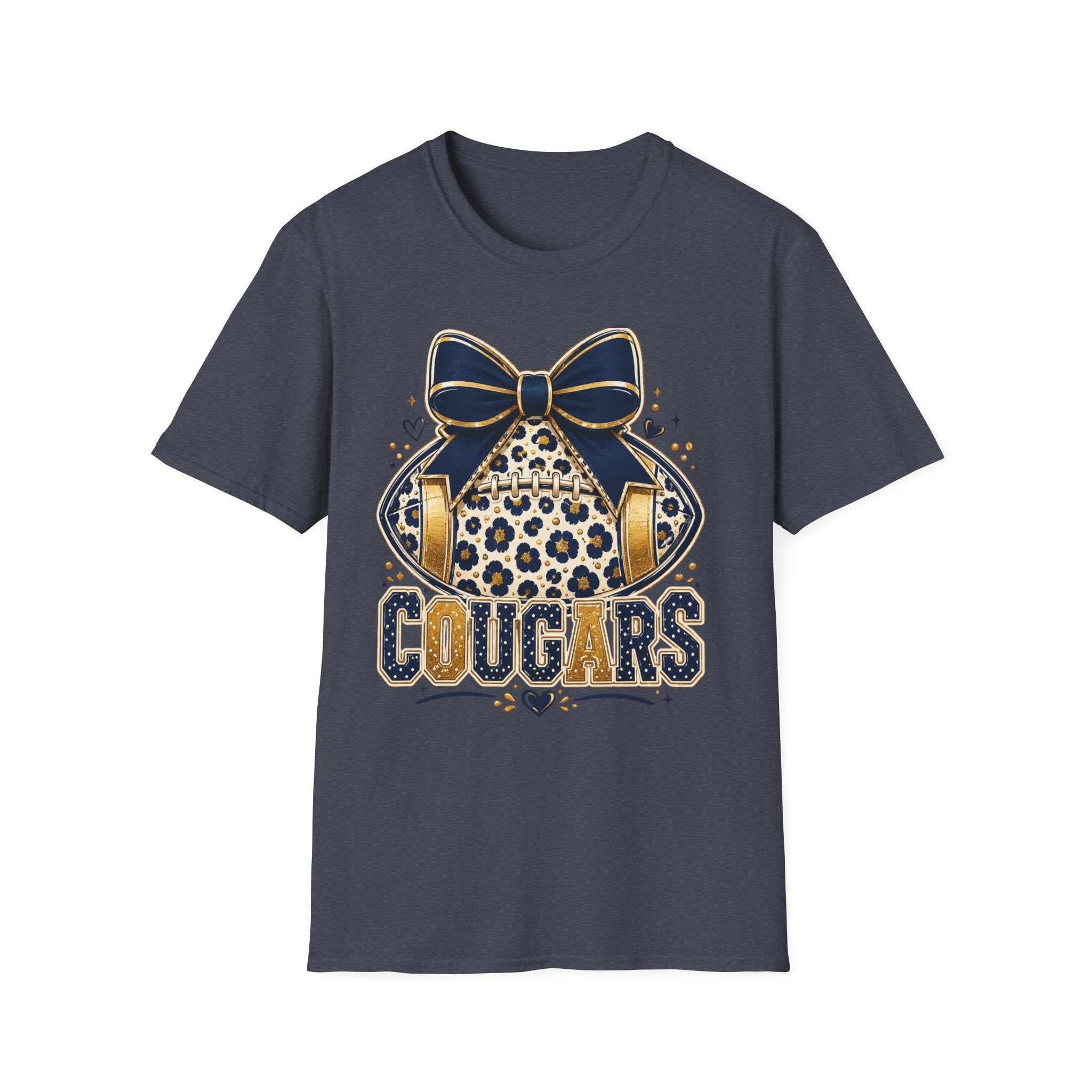 Cougars Leopard Headphones T-Shirt — Cute Team Mascot Graphic Tee
