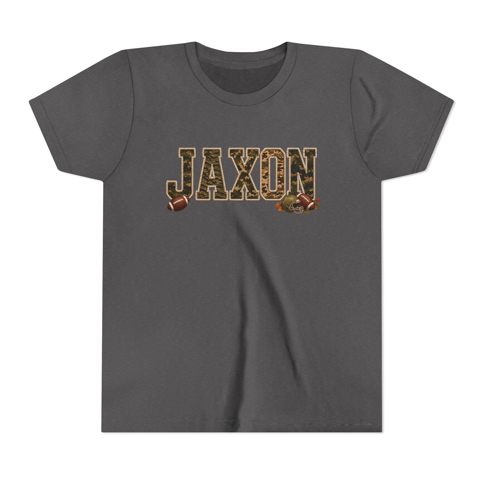 Youth Tee — 'Jaxon' Camo Football Name Shirt