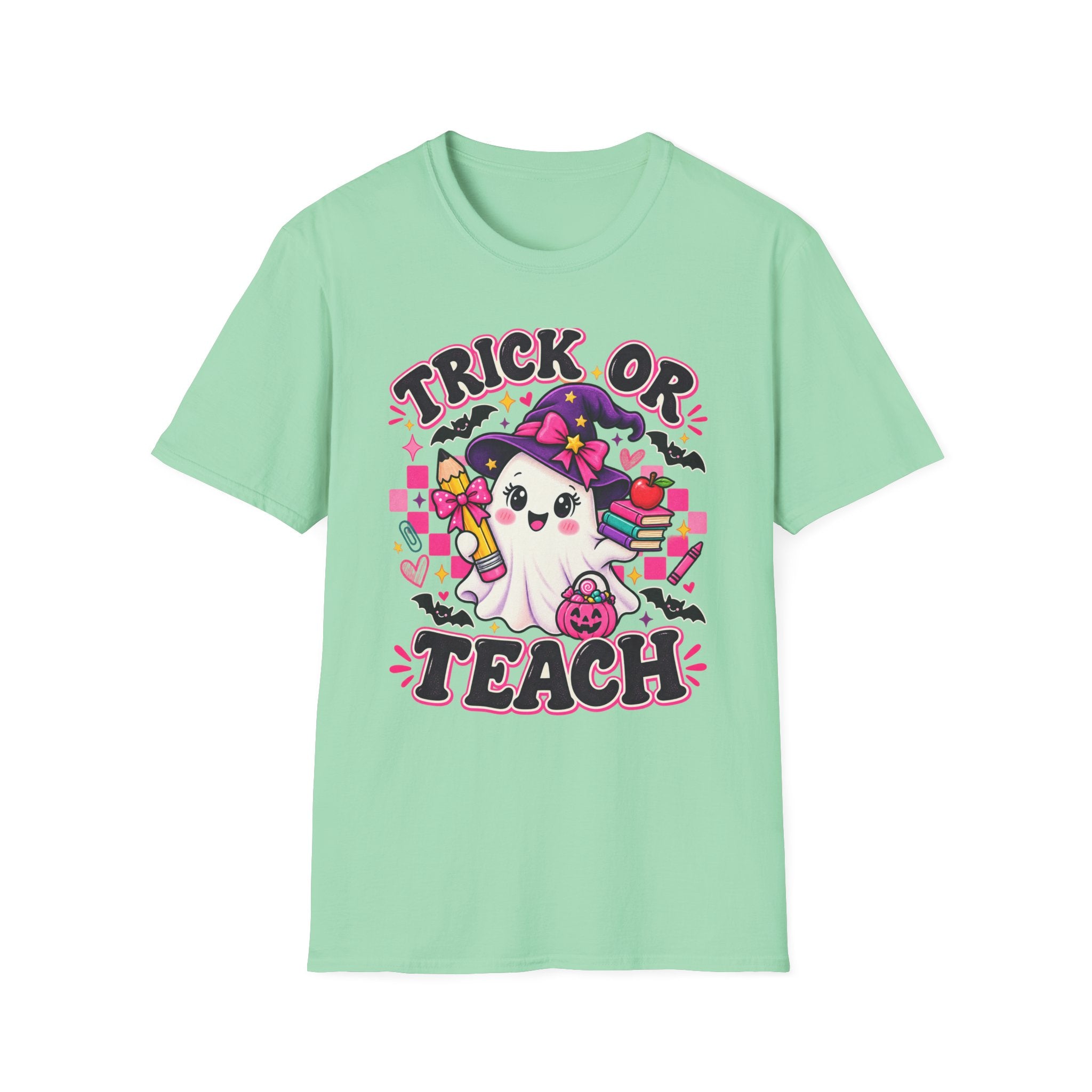 Trick or Teach T-Shirt — Cute Witch Ghost Teacher Halloween Tee