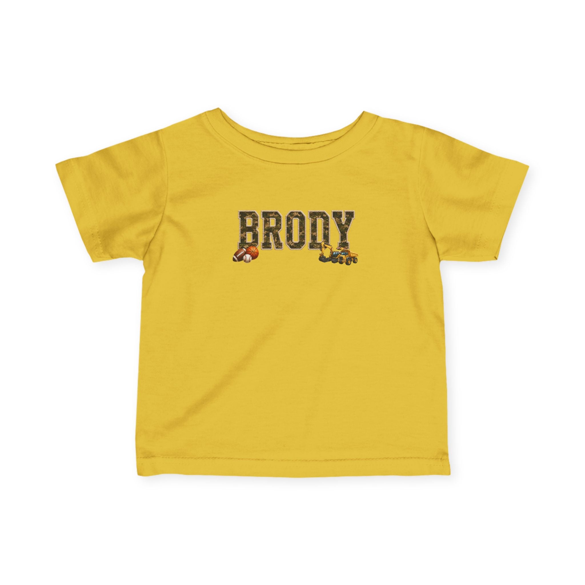 Infant Tee — "BRODY" Name Shirt with Woodland Animal Accents