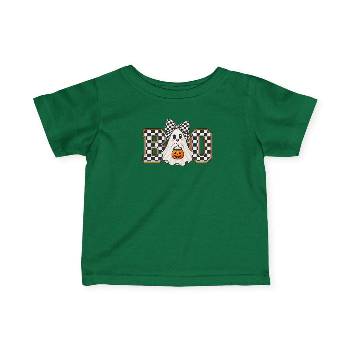 Infant Tee — 'BOO' Checkerboard Ghost Halloween Shirt for Baby