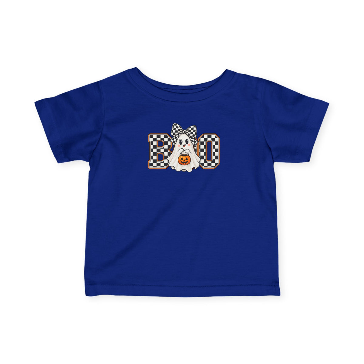 Infant Tee — 'BOO' Checkerboard Ghost Halloween Shirt for Baby