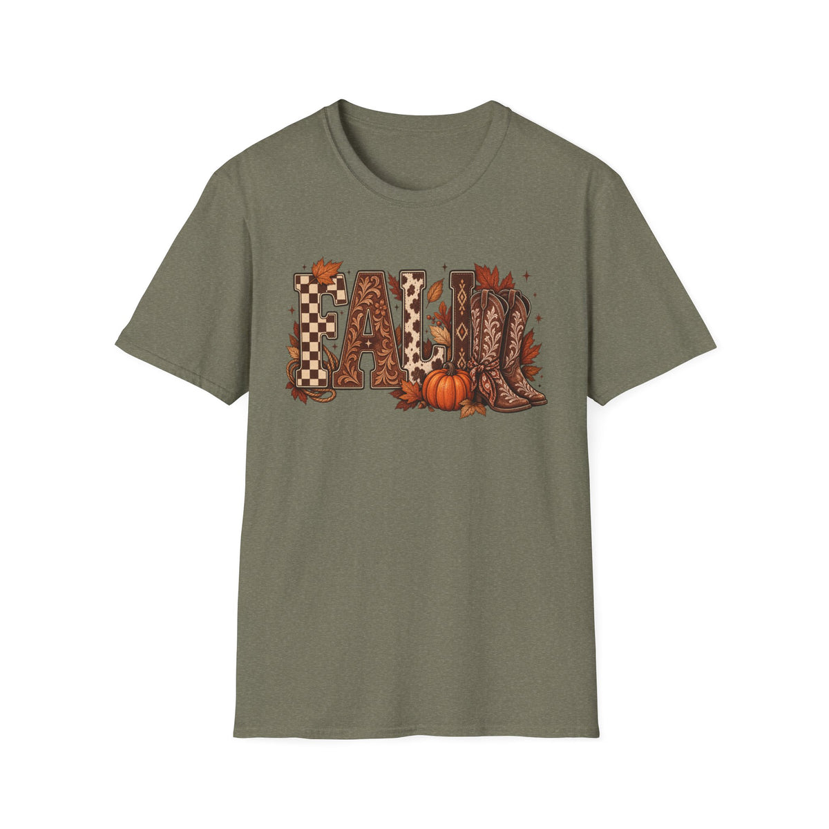 Fall Graphic T-Shirt — Pumpkin & Cowgirl Boots Autumn Tee