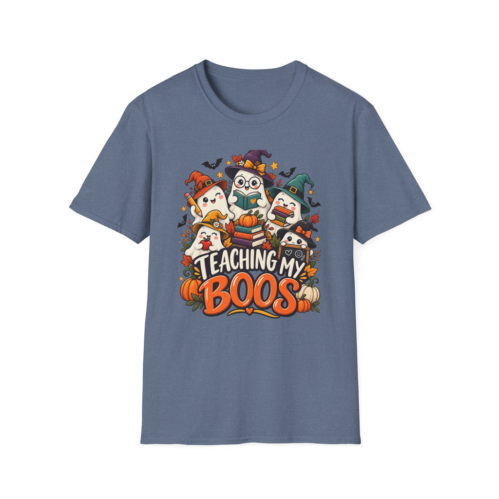 Halloween Teacher T-Shirt — "Teaching My Boos" Cute Ghosts & Pumpkins Tee
