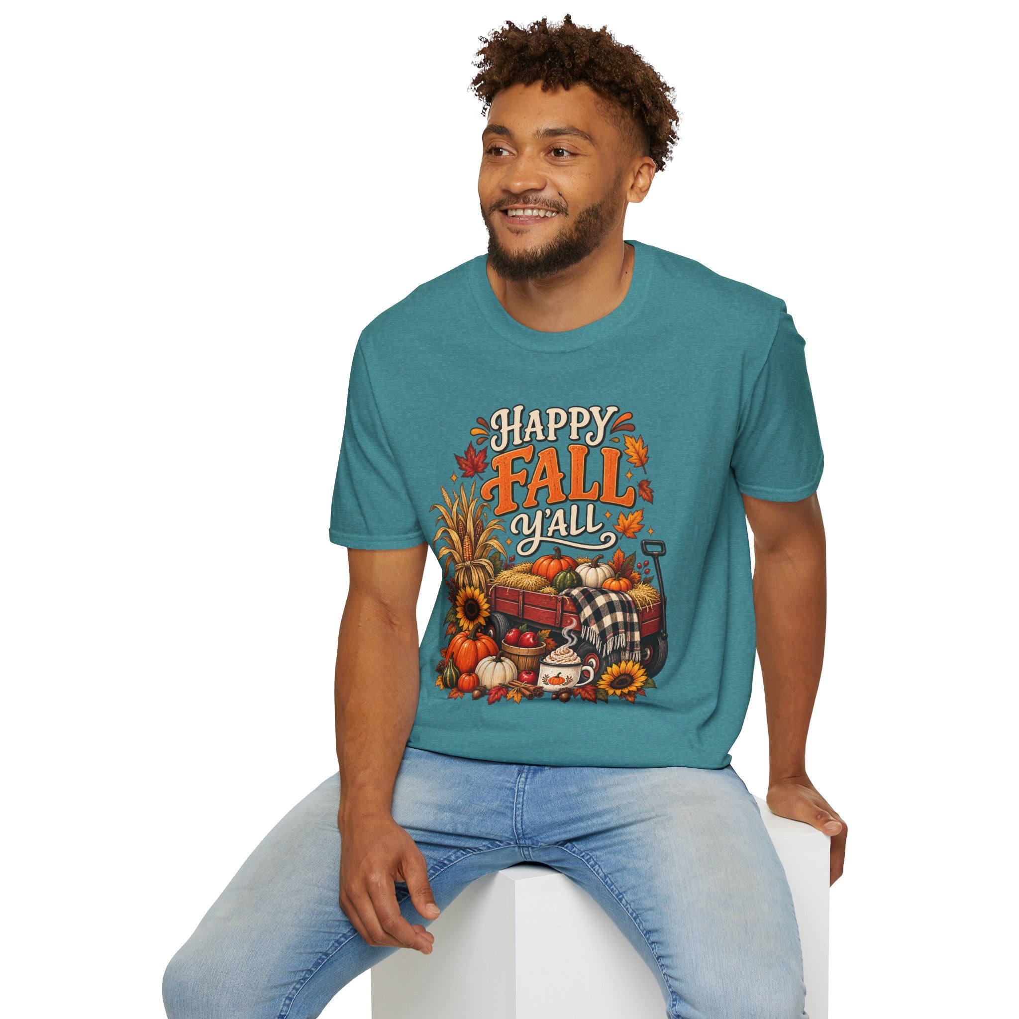 Happy Fall Y'all T-Shirt — Autumn Pumpkin & Sunflower Tee