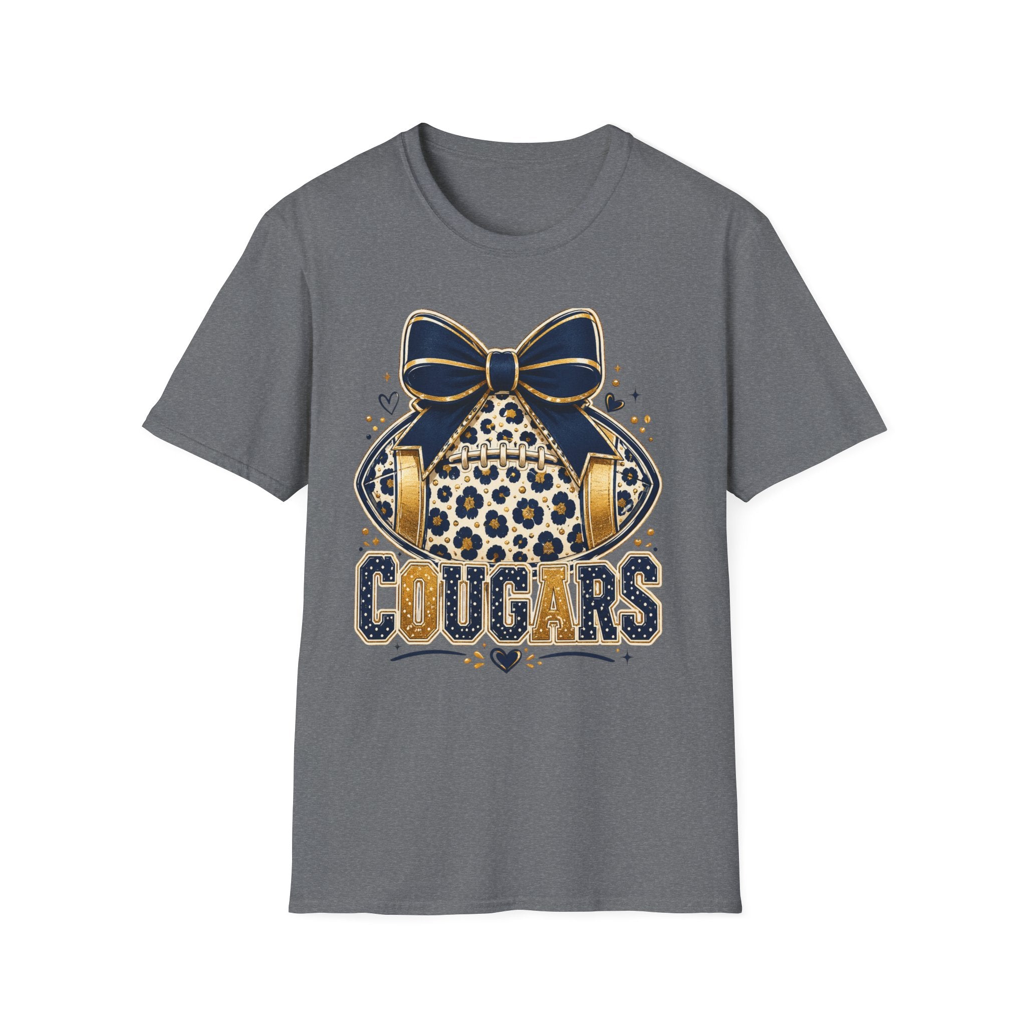 Cougars Leopard Headphones T-Shirt — Cute Team Mascot Graphic Tee