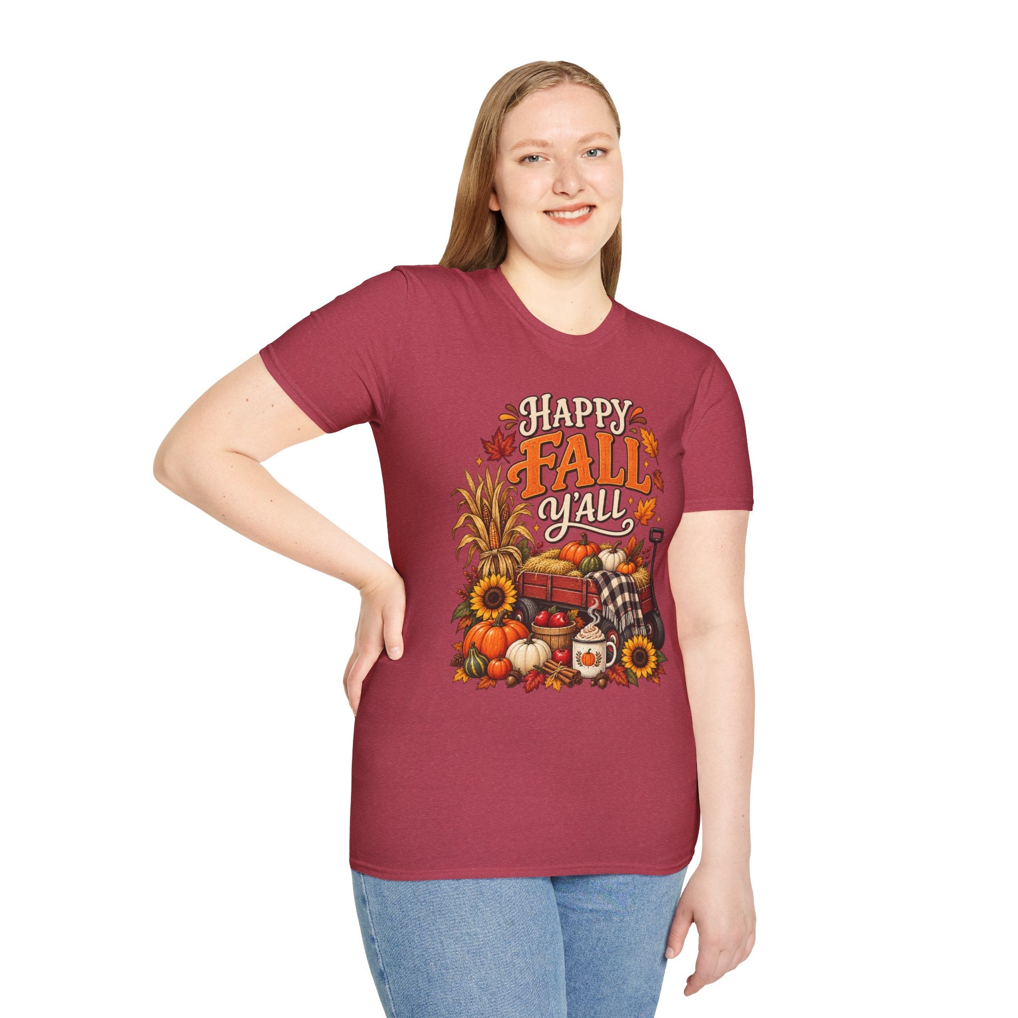 Happy Fall Y'all T-Shirt — Autumn Pumpkin & Sunflower Tee