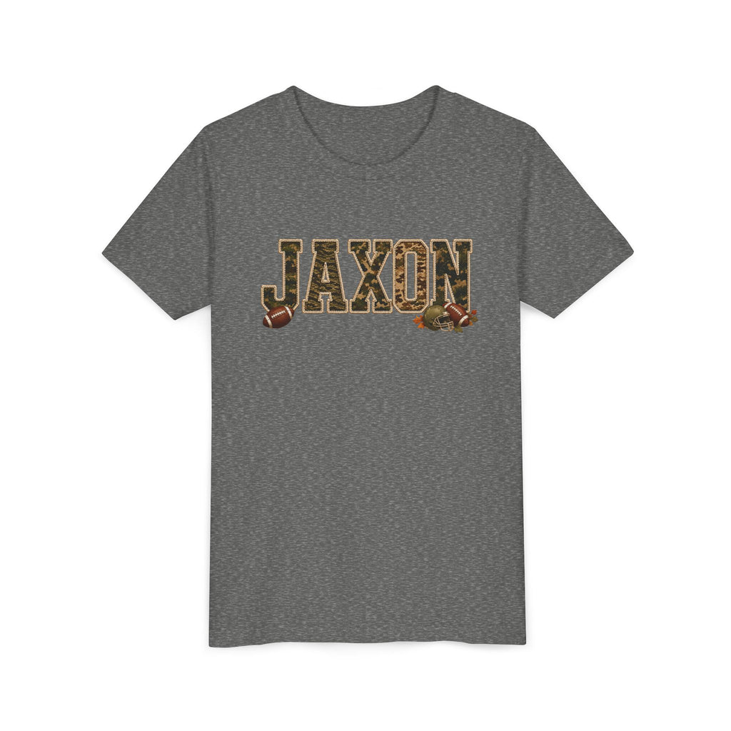 Youth Tee — 'Jaxon' Camo Football Name Shirt