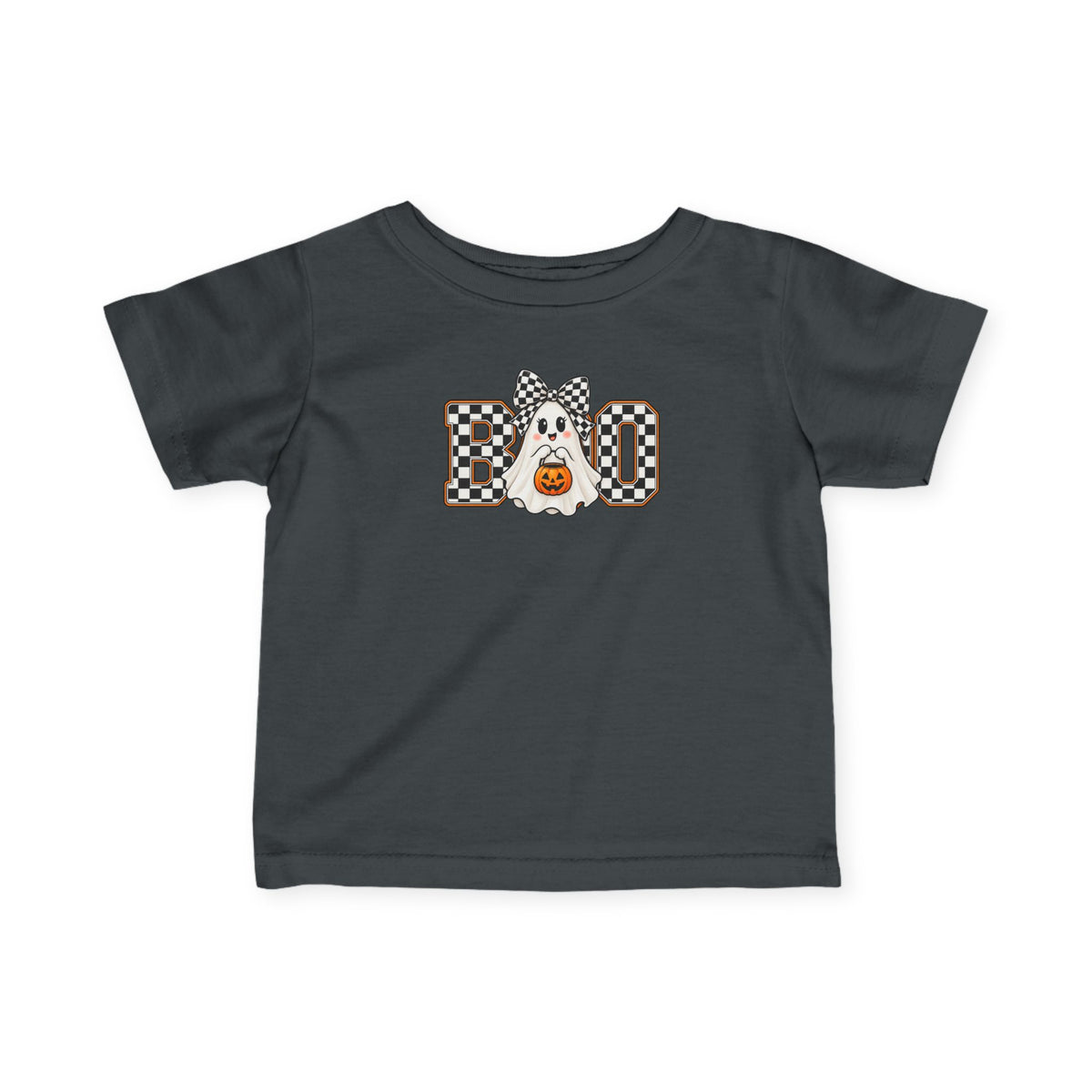 Infant Tee — 'BOO' Checkerboard Ghost Halloween Shirt for Baby