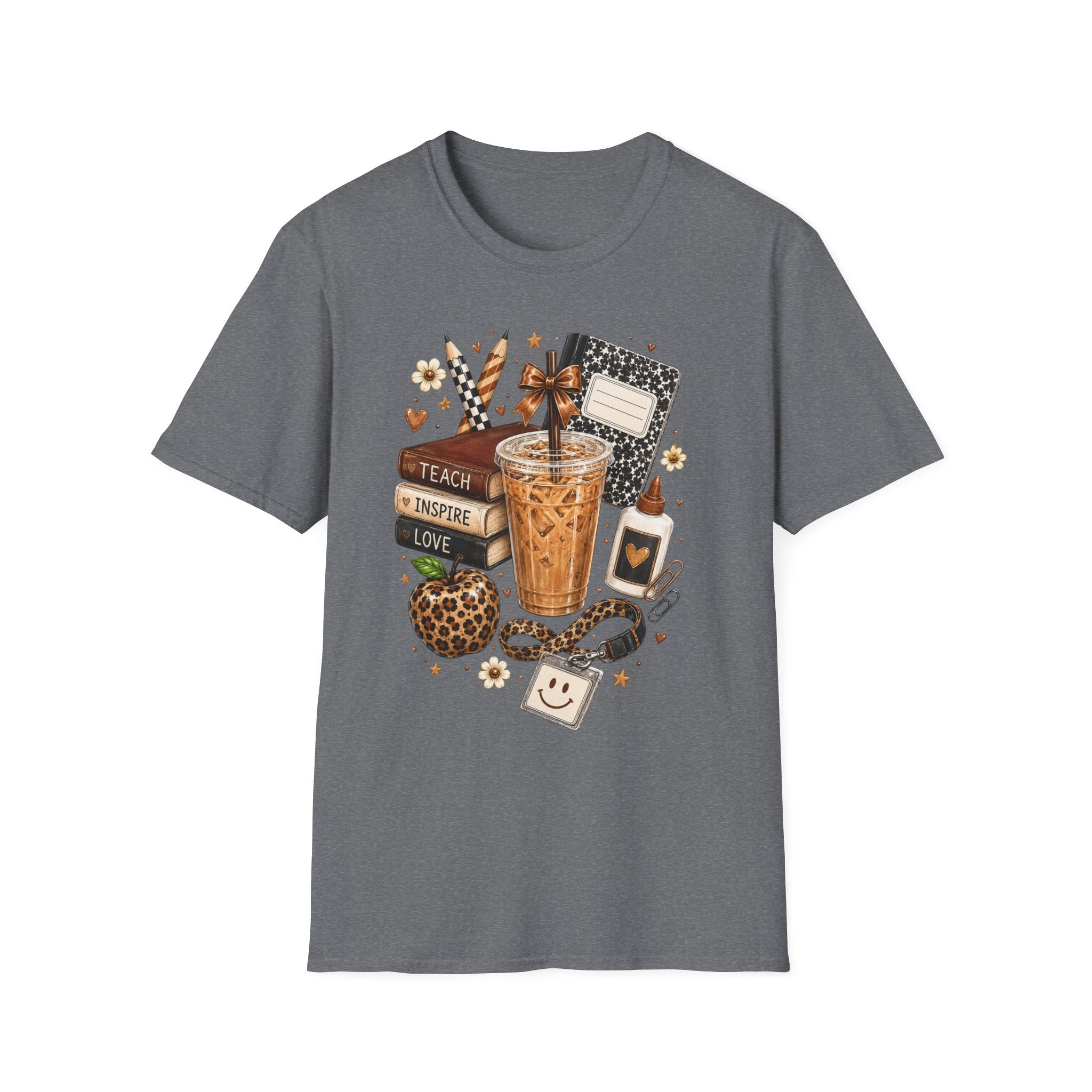 Teacher Coffee & Planner T‑Shirt — Teach Inspire Love Design